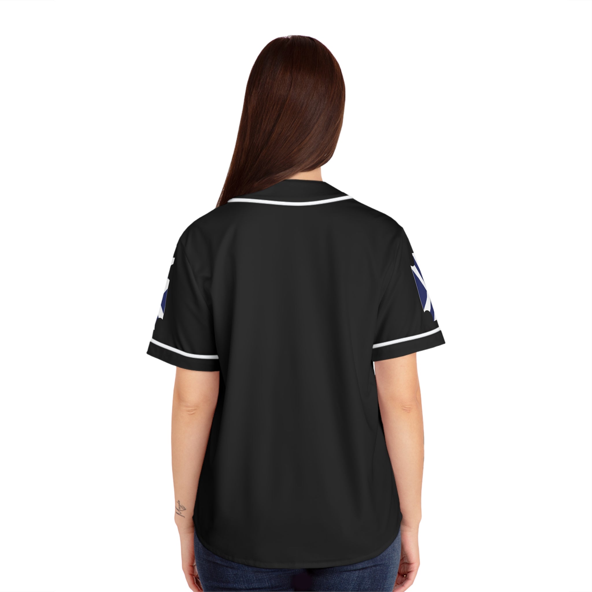 Women's Black Baseball Jersey with Nautical Cross Patch