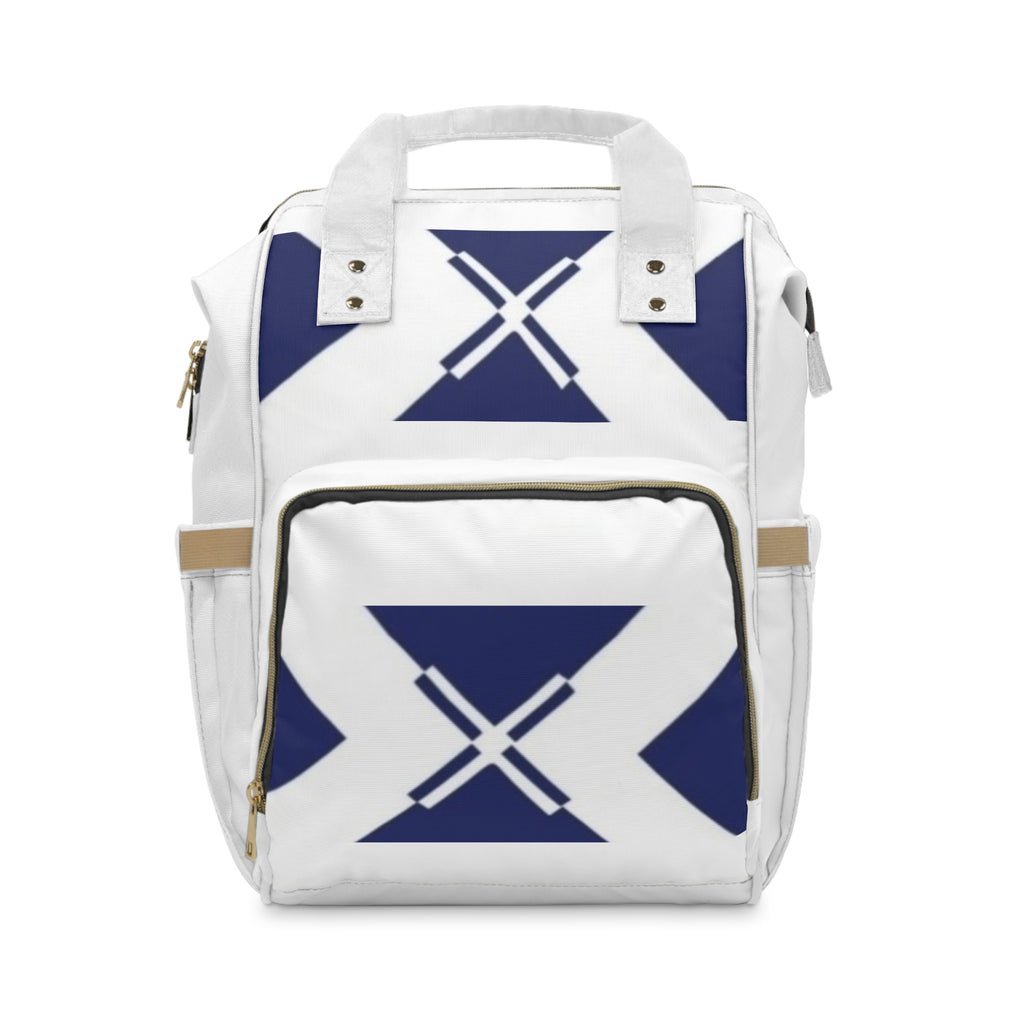 Navy Geometric Diaper Backpack — Multifunctional Baby Changing Bag