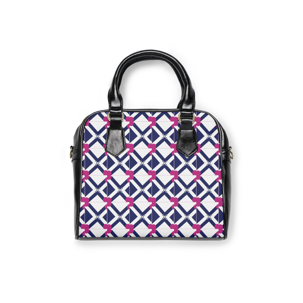 XT9 Navy & Pink Pattern Shoulder Handbag