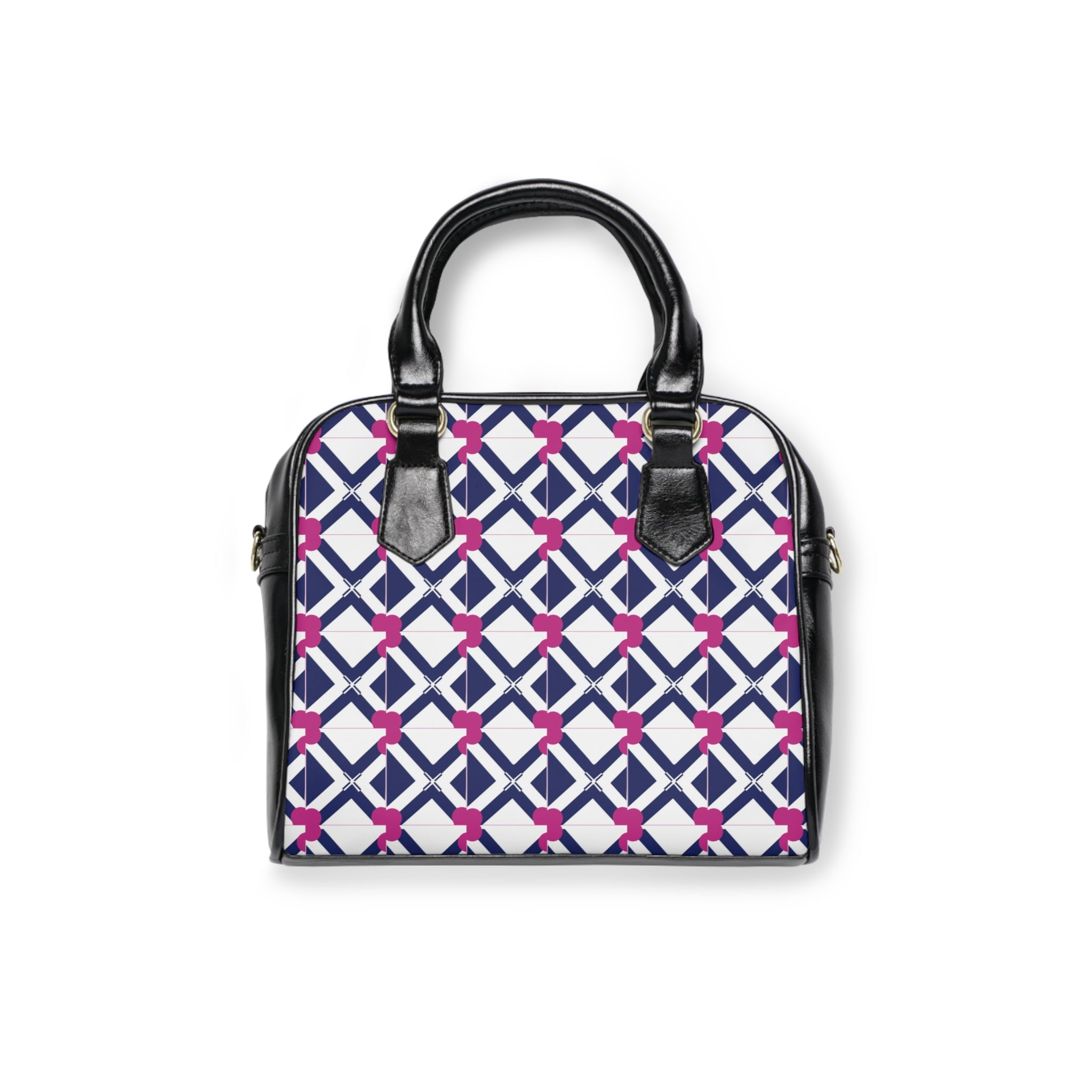XT9 Navy & Pink Pattern Shoulder Handbag
