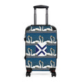 Swan Pattern Carry-On Suitcase — Nautical Blue Luggage Cover with Saltire Accent