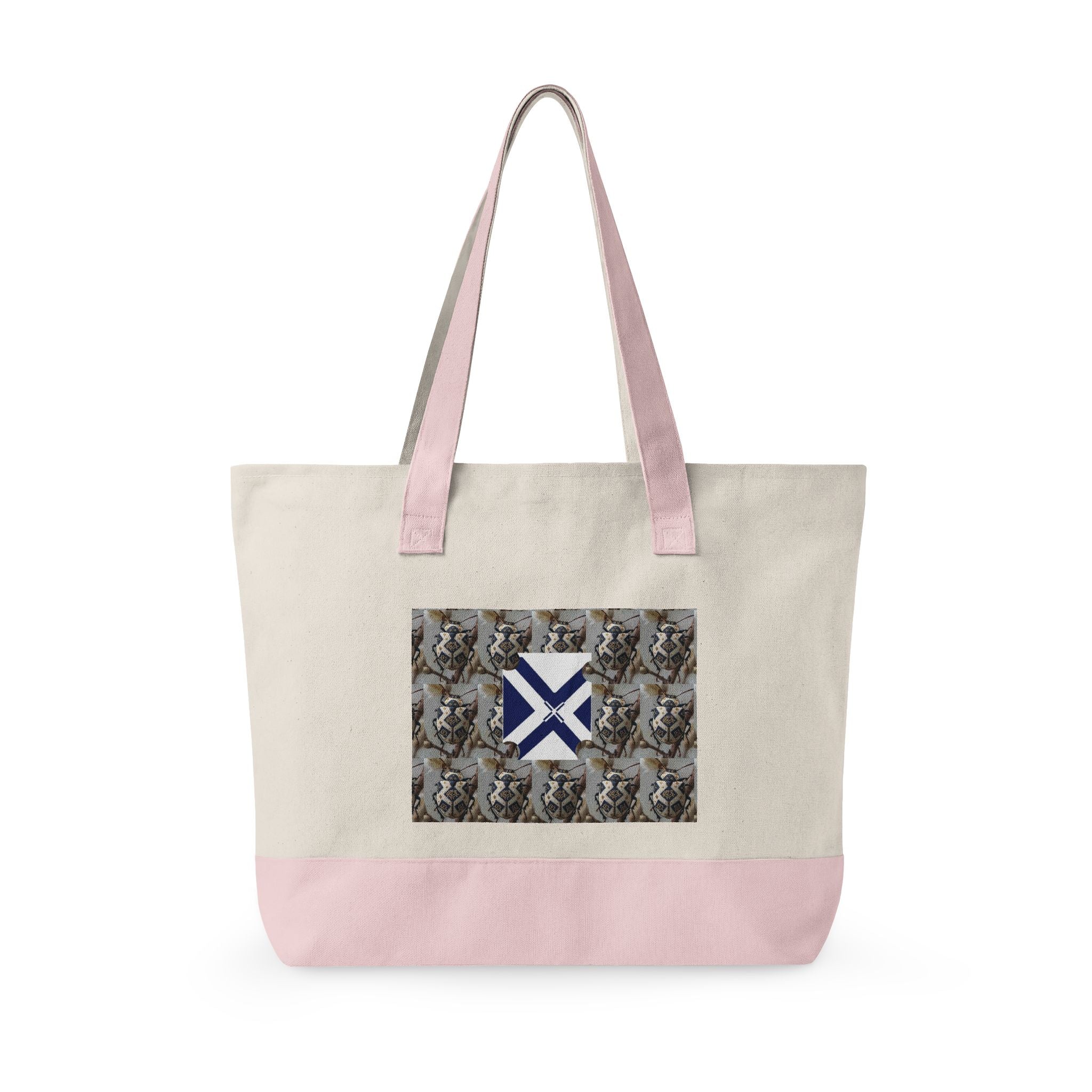 Canvas Tote Bag with Xt & Vintage Stag Pattern — Zippered Carryall for Outdoors, Travel, and Gifts