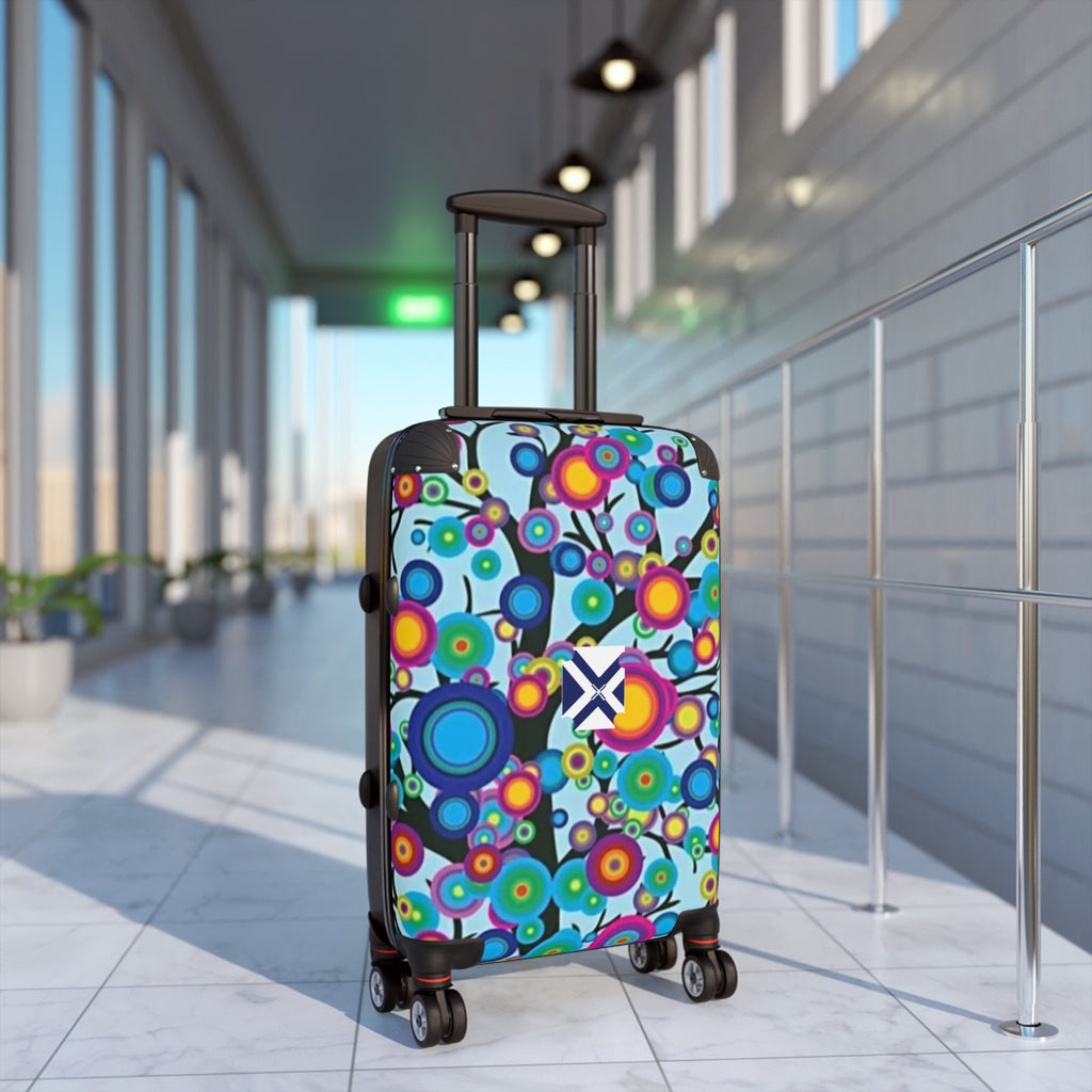Colorful Retro Flowers Carry-On Suitcase — Bright Floral Travel Luggage