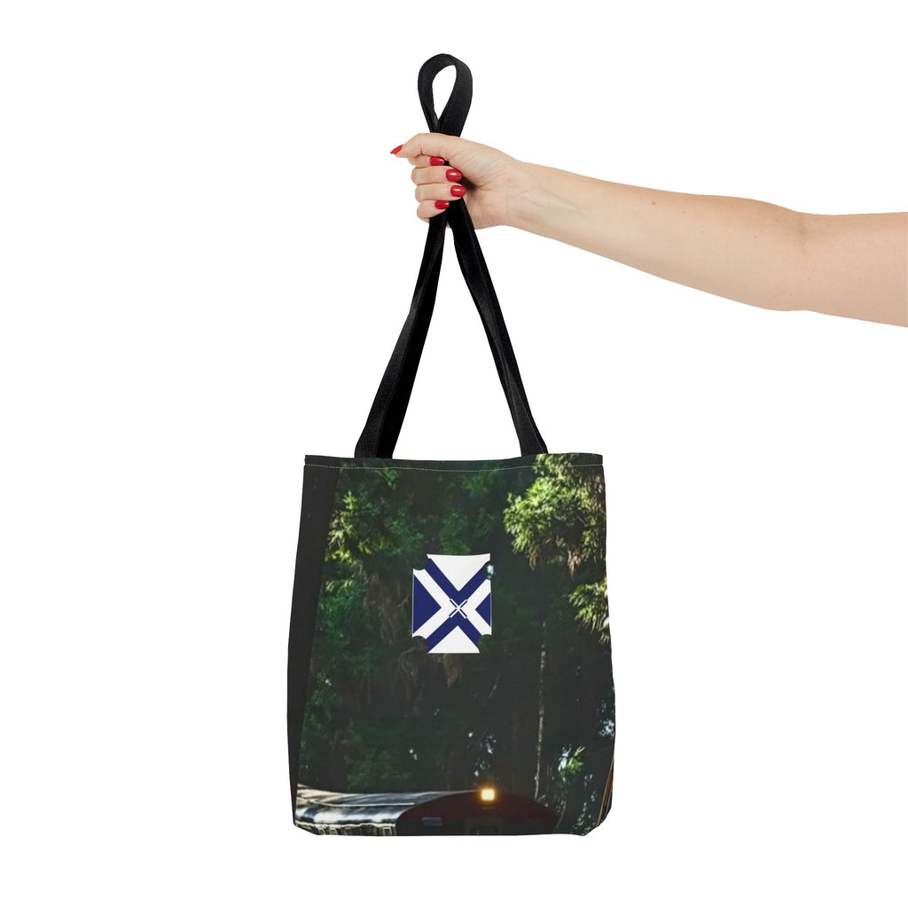 Scenic Night Drive Tote Bag — Forest Road Photography Print