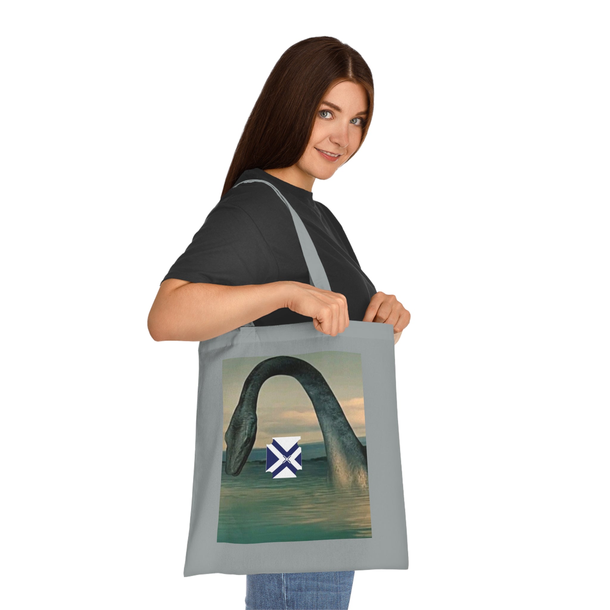 Xt Sea mosterTote Bag — Vintage Loch Ness Monster Art with Scottish Saltire Accent