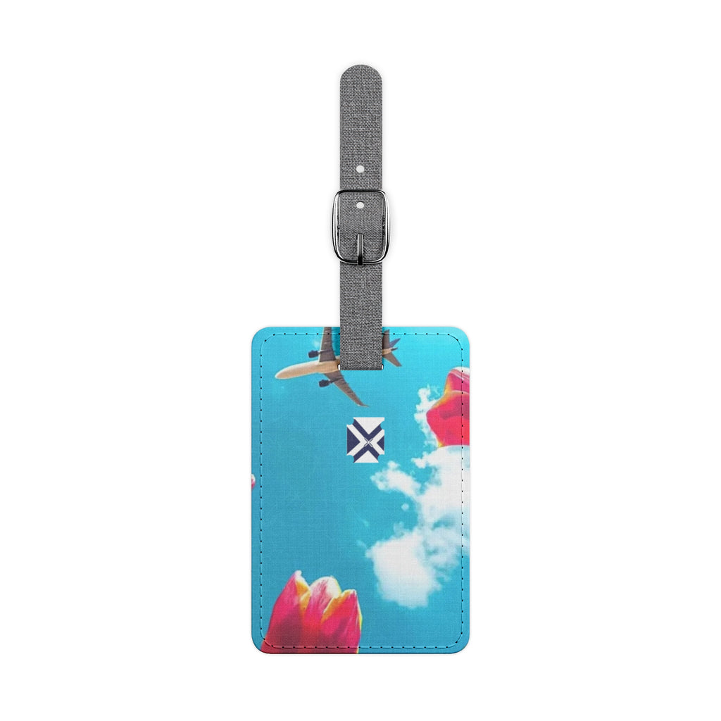Floral Sky Luggage Tag – Blue Tulip Airplane Travel ID