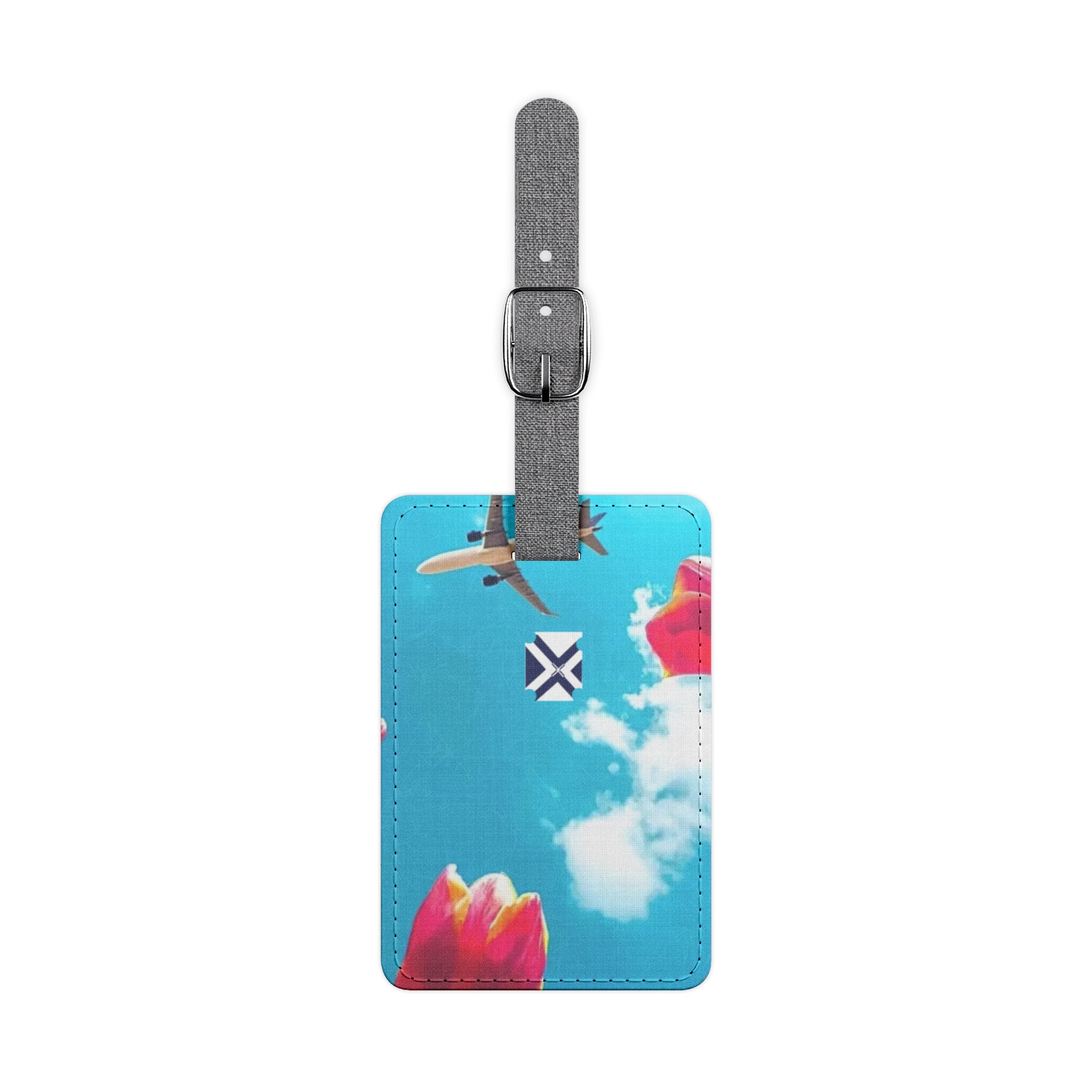 Floral Sky Luggage Tag – Blue Tulip Airplane Travel ID