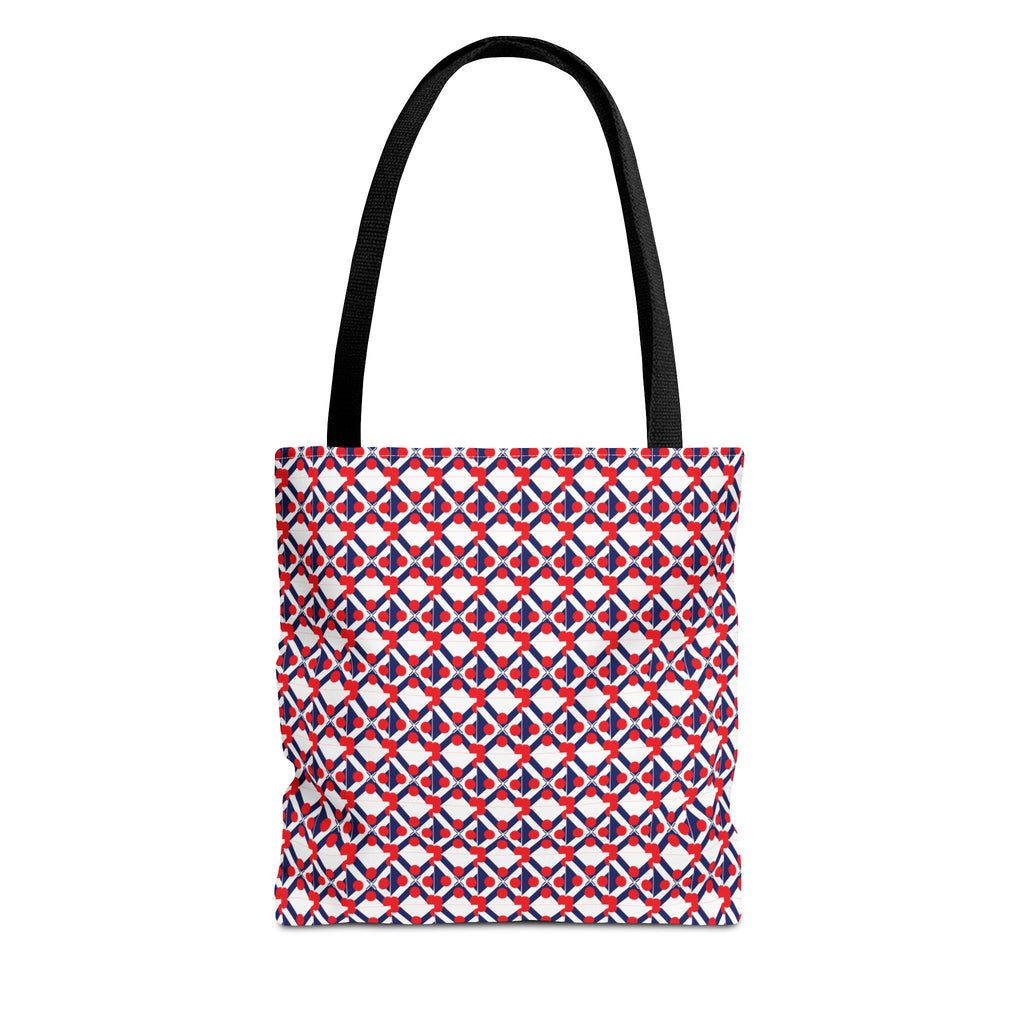 XT9 Red White Blue Geometric Tote Bag – All-Over Print Patriotic Pattern