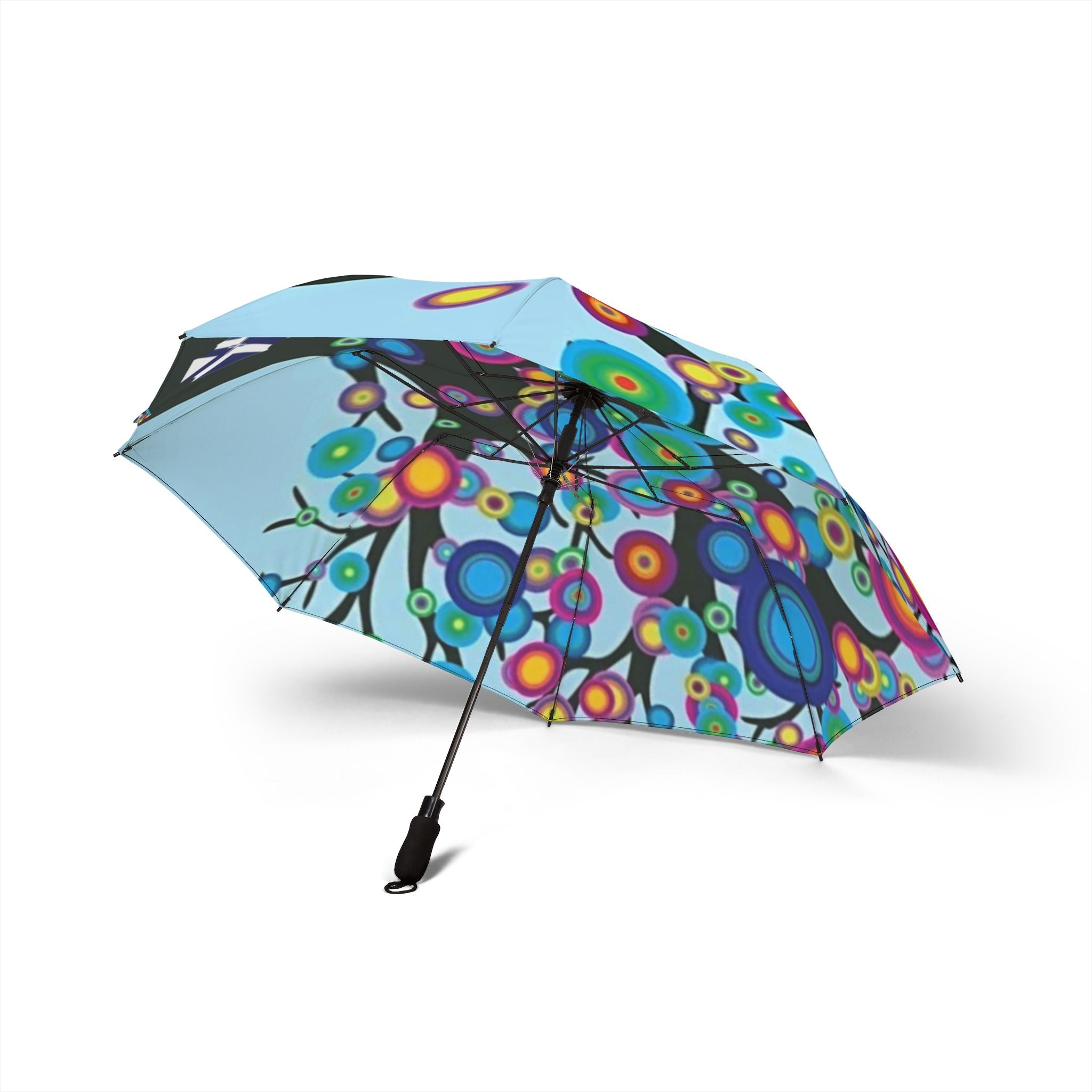 Foldable Umbrella — Colorful Abstract Floral Burst Compact Umbrella