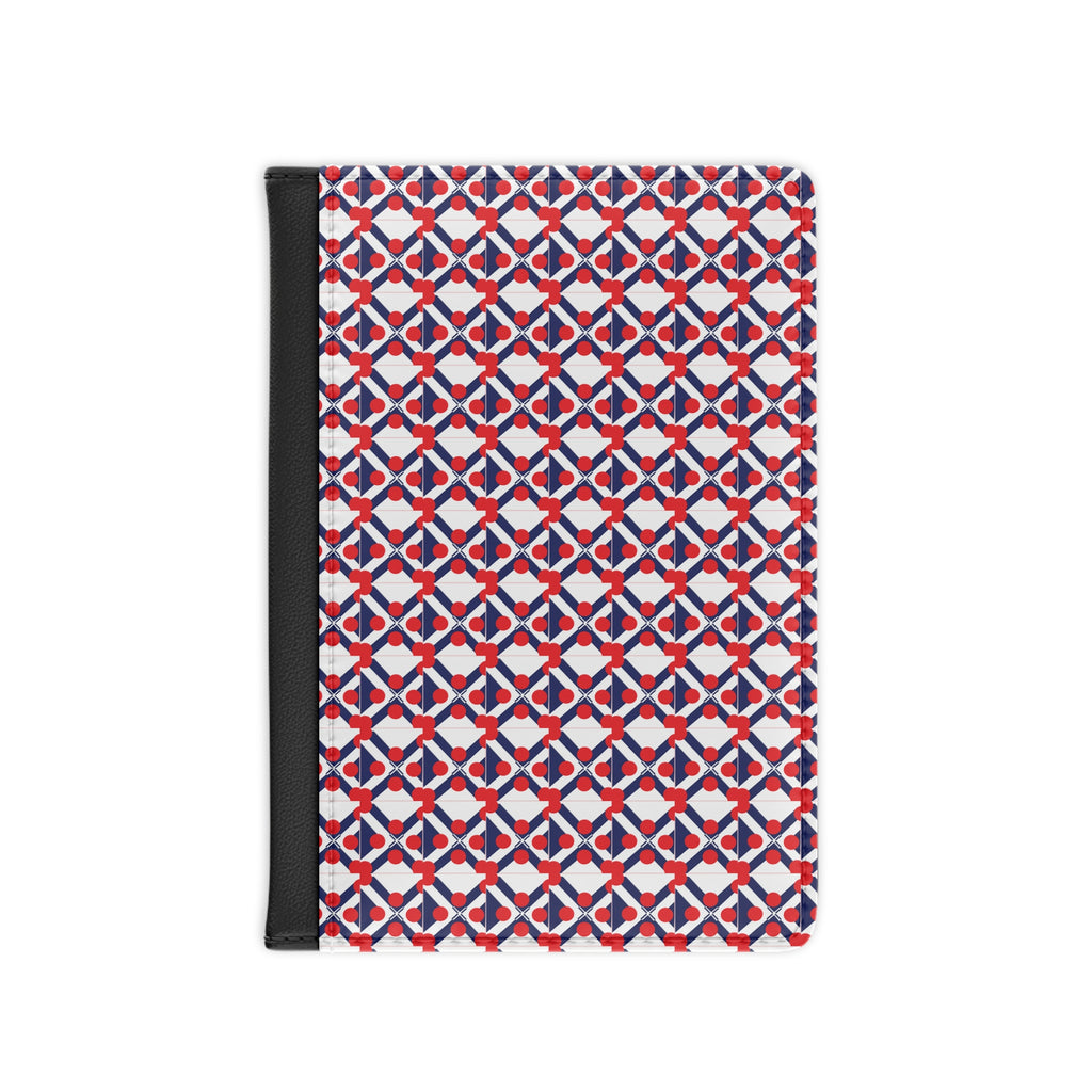 XT9 Passport Cover - Red, White & Blue Geometric Tile Pattern Travel Passport Holder