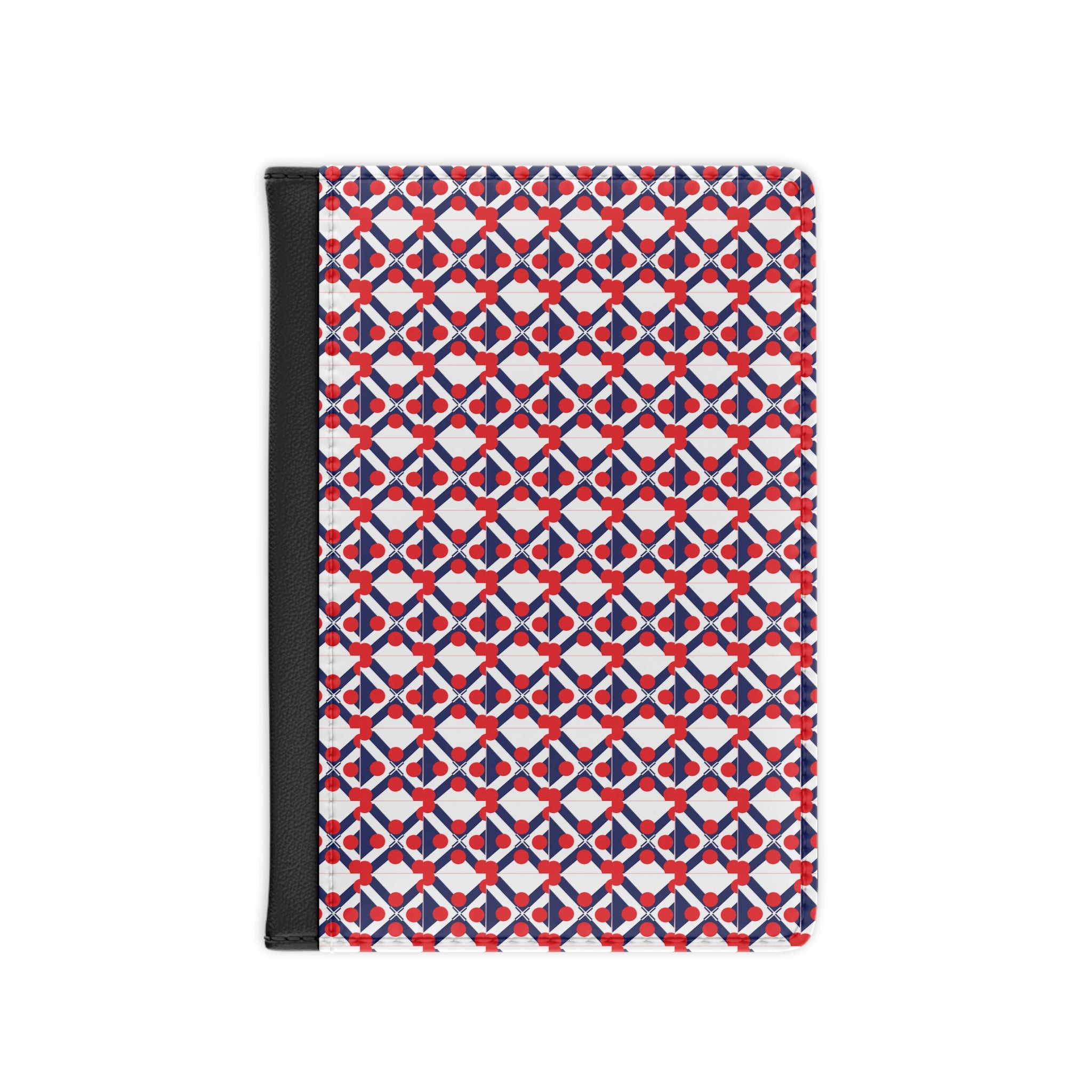 XT9 Passport Cover - Red, White & Blue Geometric Tile Pattern Travel Passport Holder