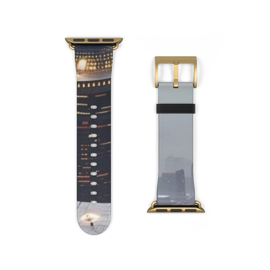 City Lights Leather Watch Band — Night Skyline Apple Watch Strap