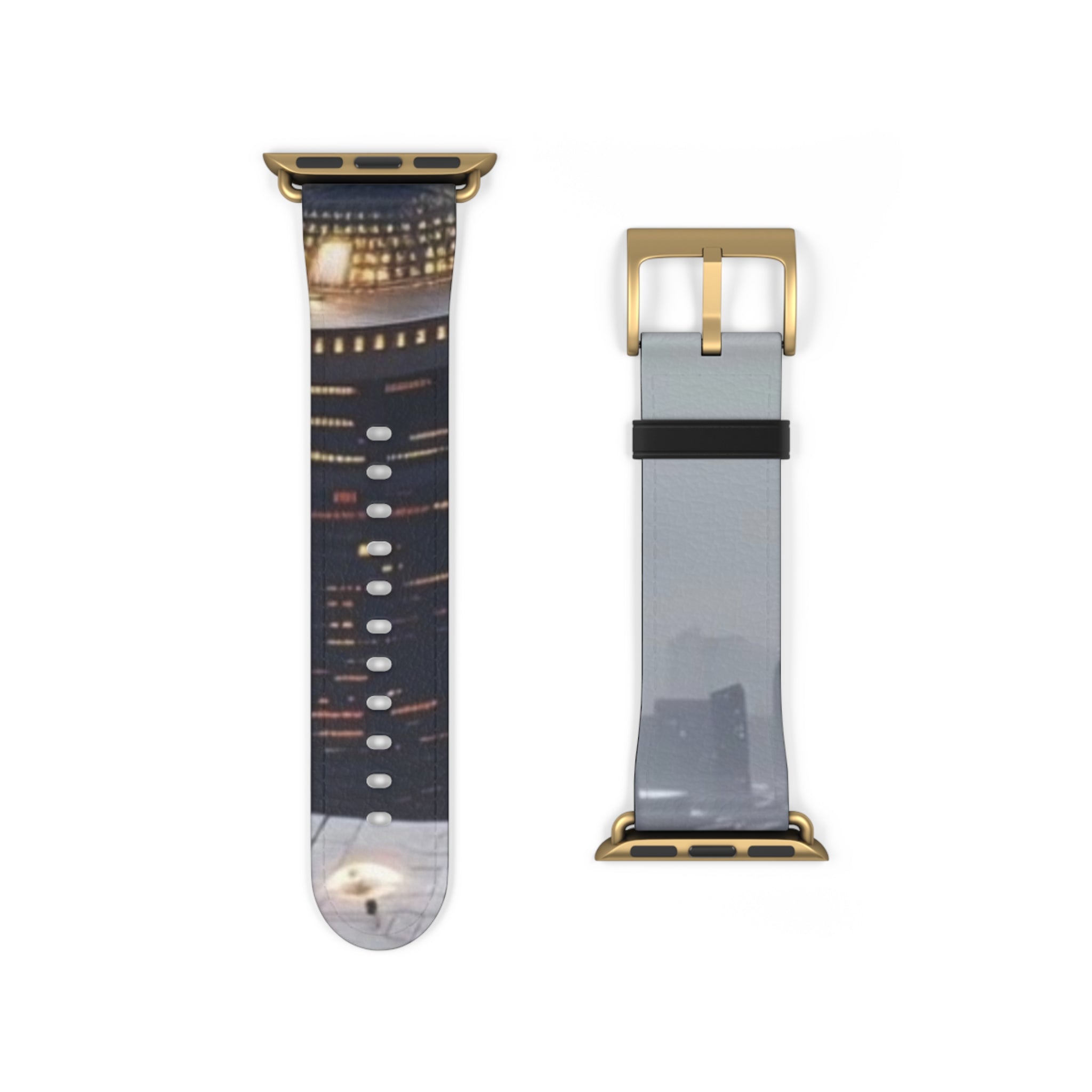 City Lights Leather Watch Band — Night Skyline Apple Watch Strap