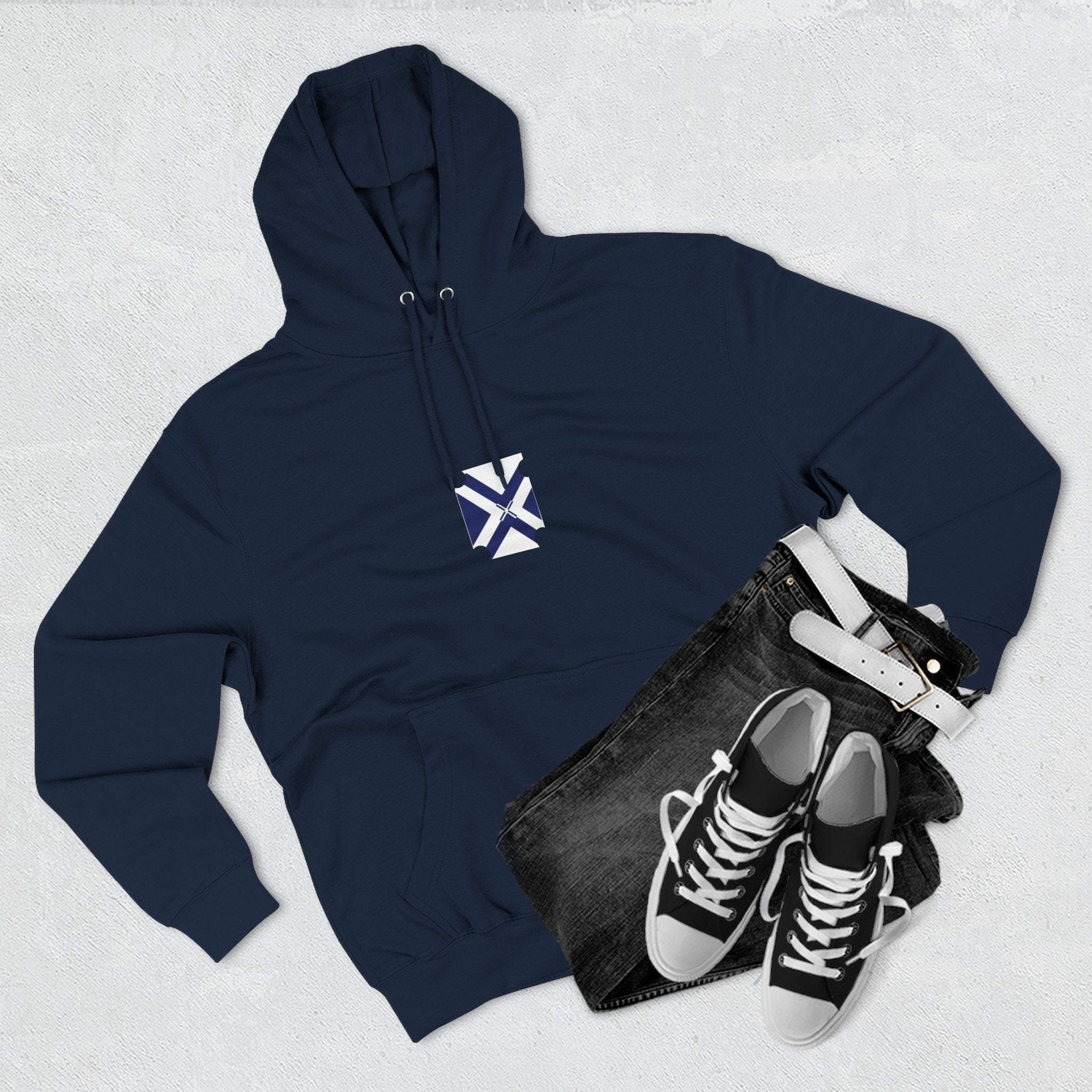 Minimalist Geometric Logo Hoodie — Small Center Chest Icon
