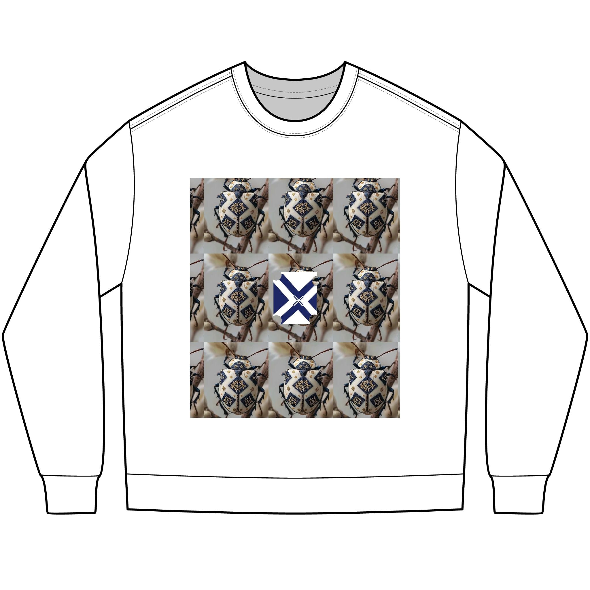 Long Sleeve Tee — Nautical St. Andrew's Cross & Rope Shield Graphic