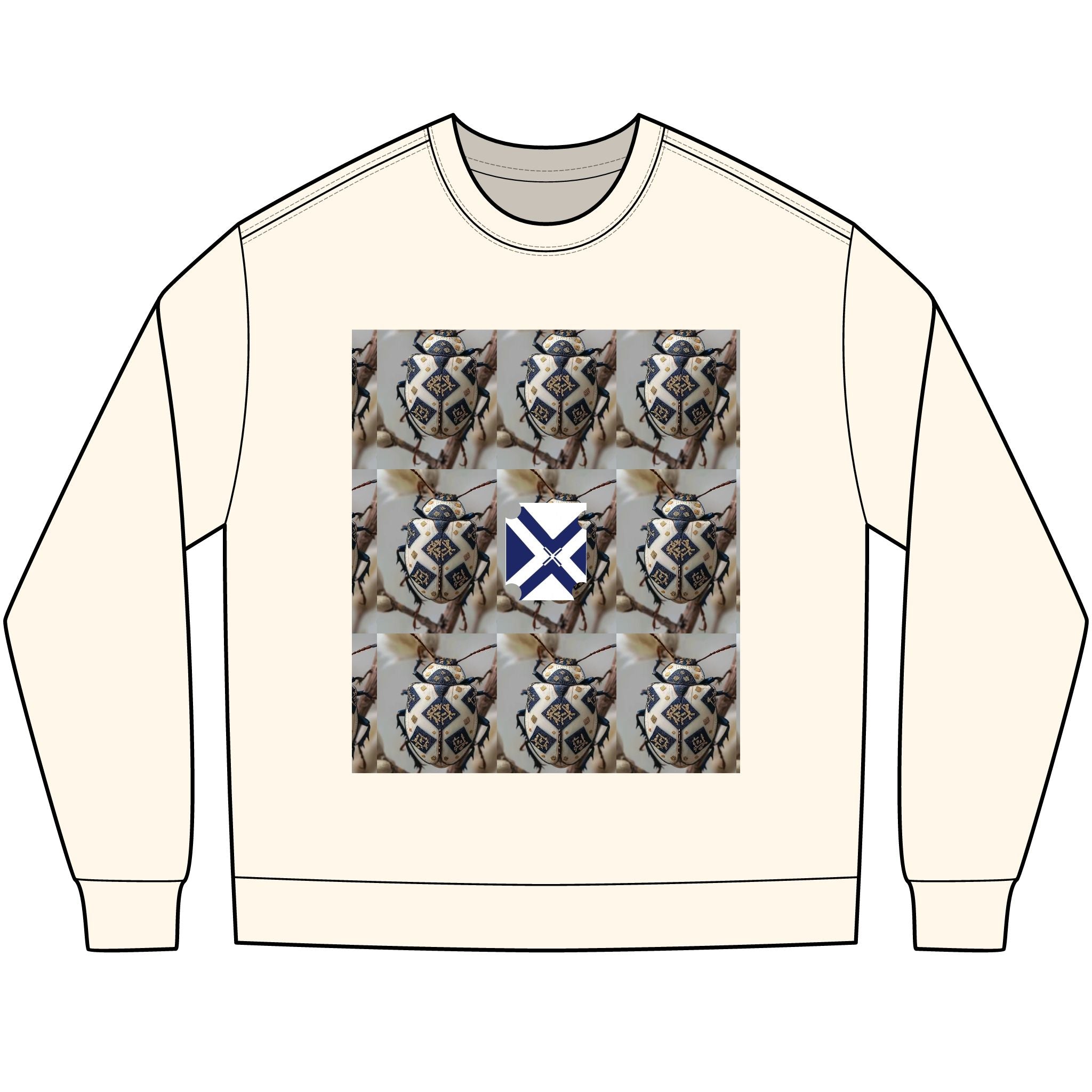 Long Sleeve Tee — Nautical St. Andrew's Cross & Rope Shield Graphic