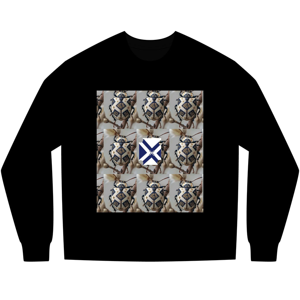Long Sleeve Tee — Nautical St. Andrew's Cross & Rope Shield Graphic