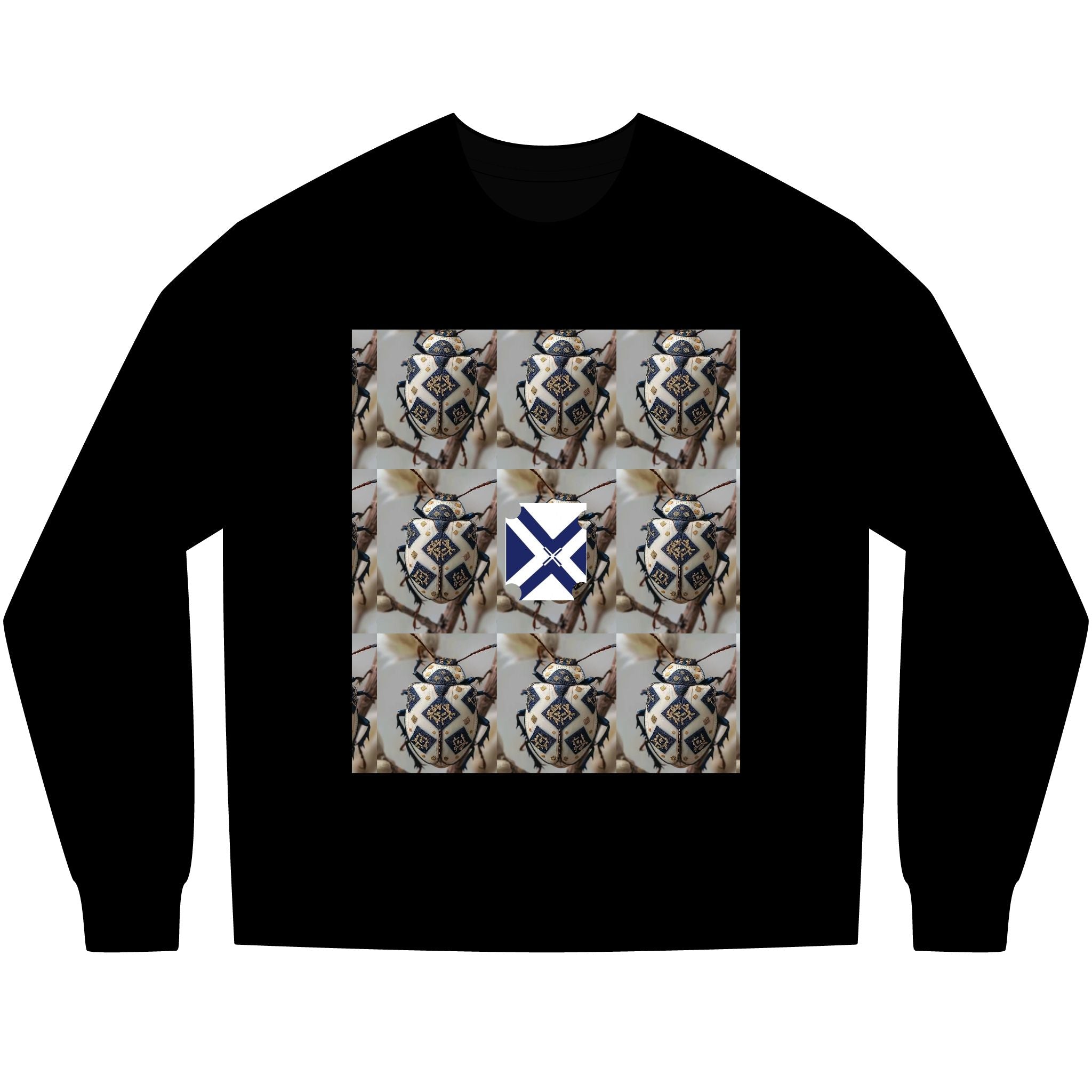 Long Sleeve Tee — Nautical St. Andrew's Cross & Rope Shield Graphic