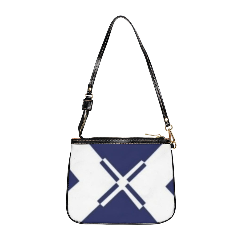 Navy Geo Cross Small Shoulder Bag — Minimalist Everyday Purse