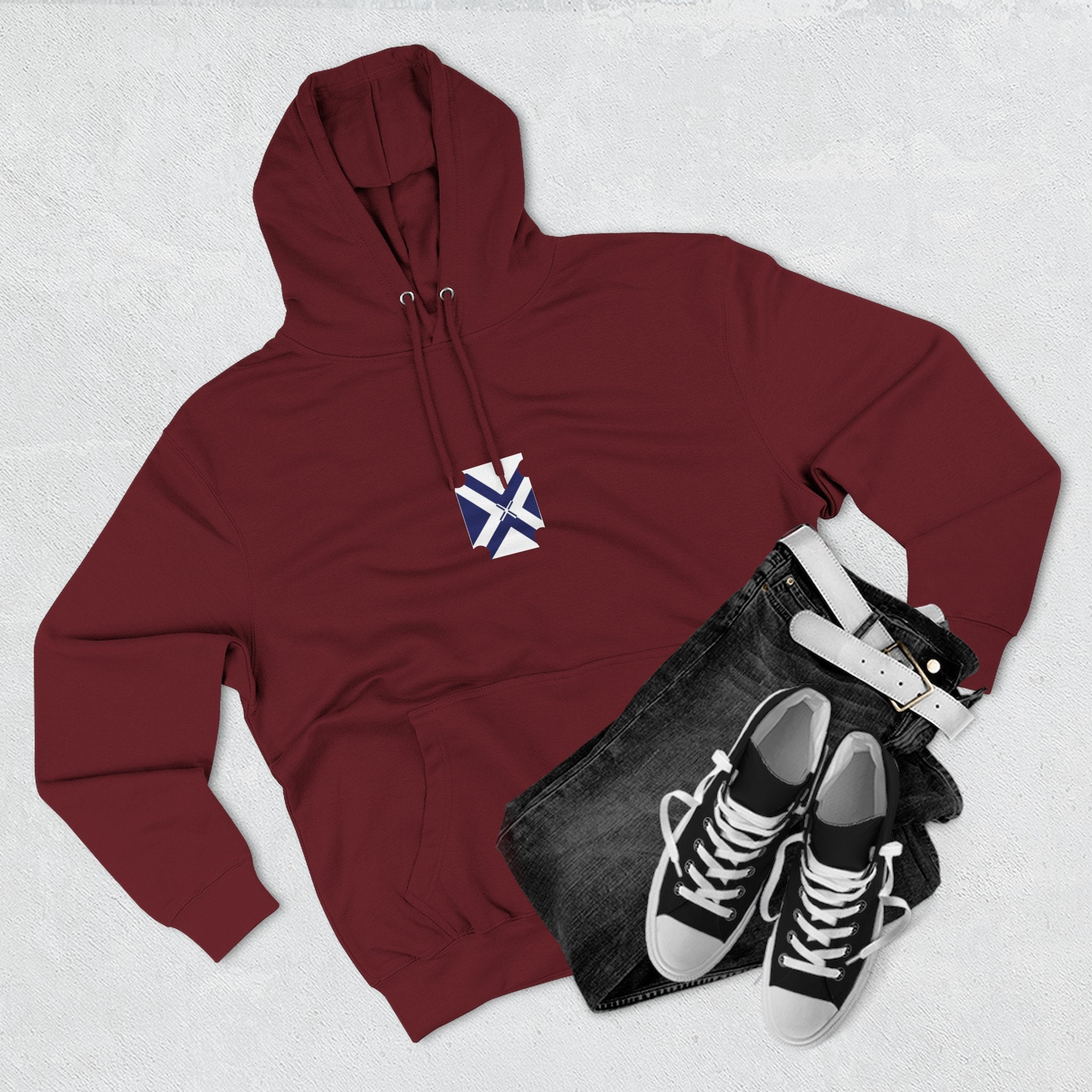 Minimalist Geometric Logo Hoodie — Small Center Chest Icon