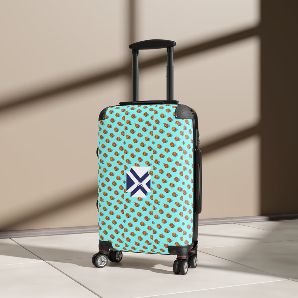 Pineapple Pattern Carry-On Suitcase — Tropical Aqua Luggage Cover with Monogram Window