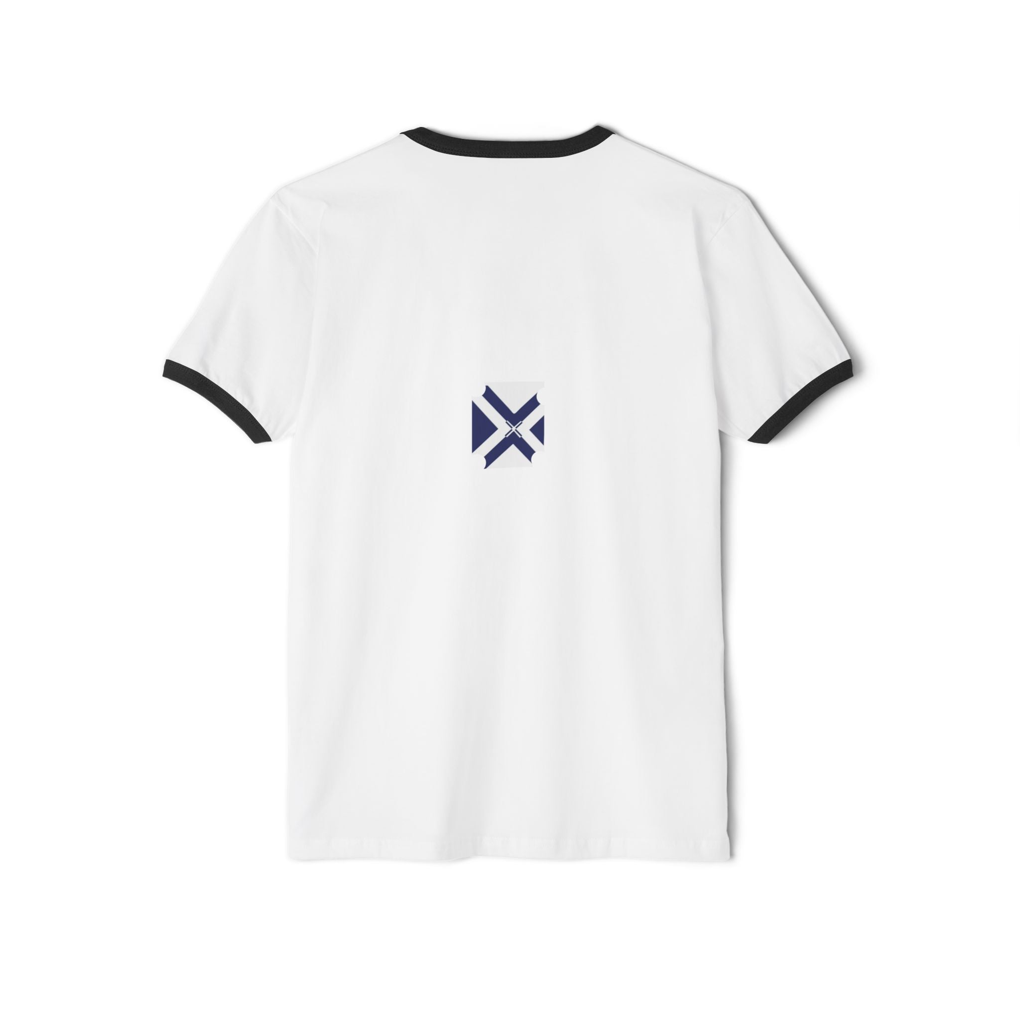 Minimalist Navy Geometric Logo Ringer T-Shirt