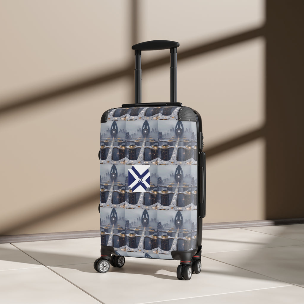 Nautical Anchor Pattern Carry-On Suitcase with xt Saltire Badge — Travel Luggage