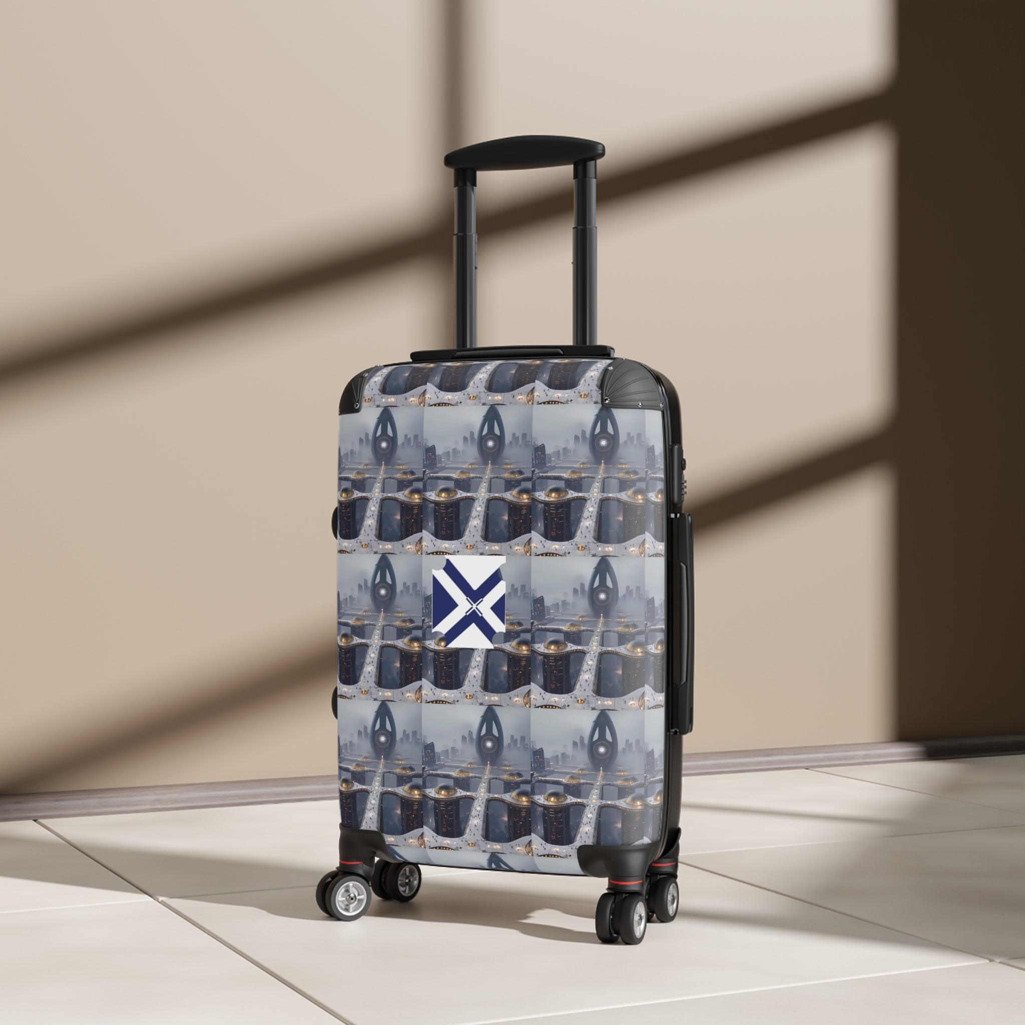 Nautical Anchor Pattern Carry-On Suitcase with xt Saltire Badge — Travel Luggage