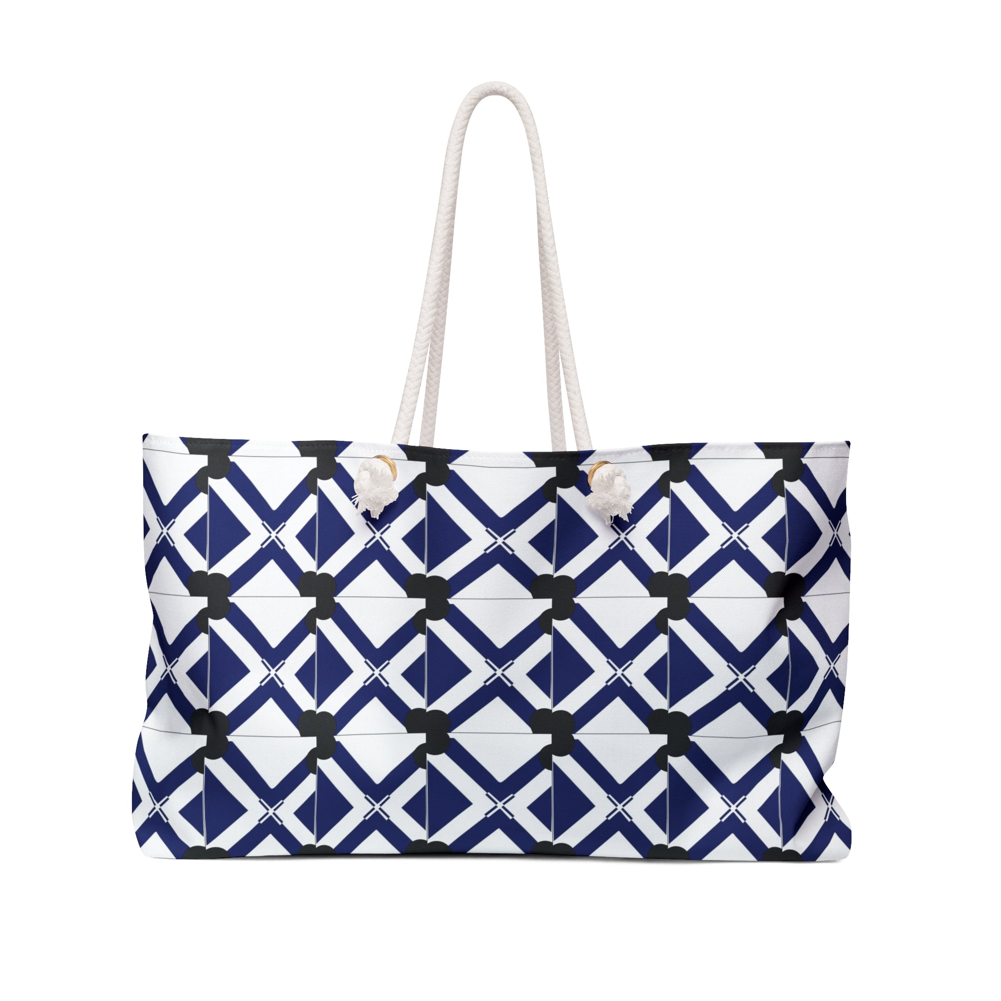 Navy xt Weekender Bag — Nautical Tile Travel Tote