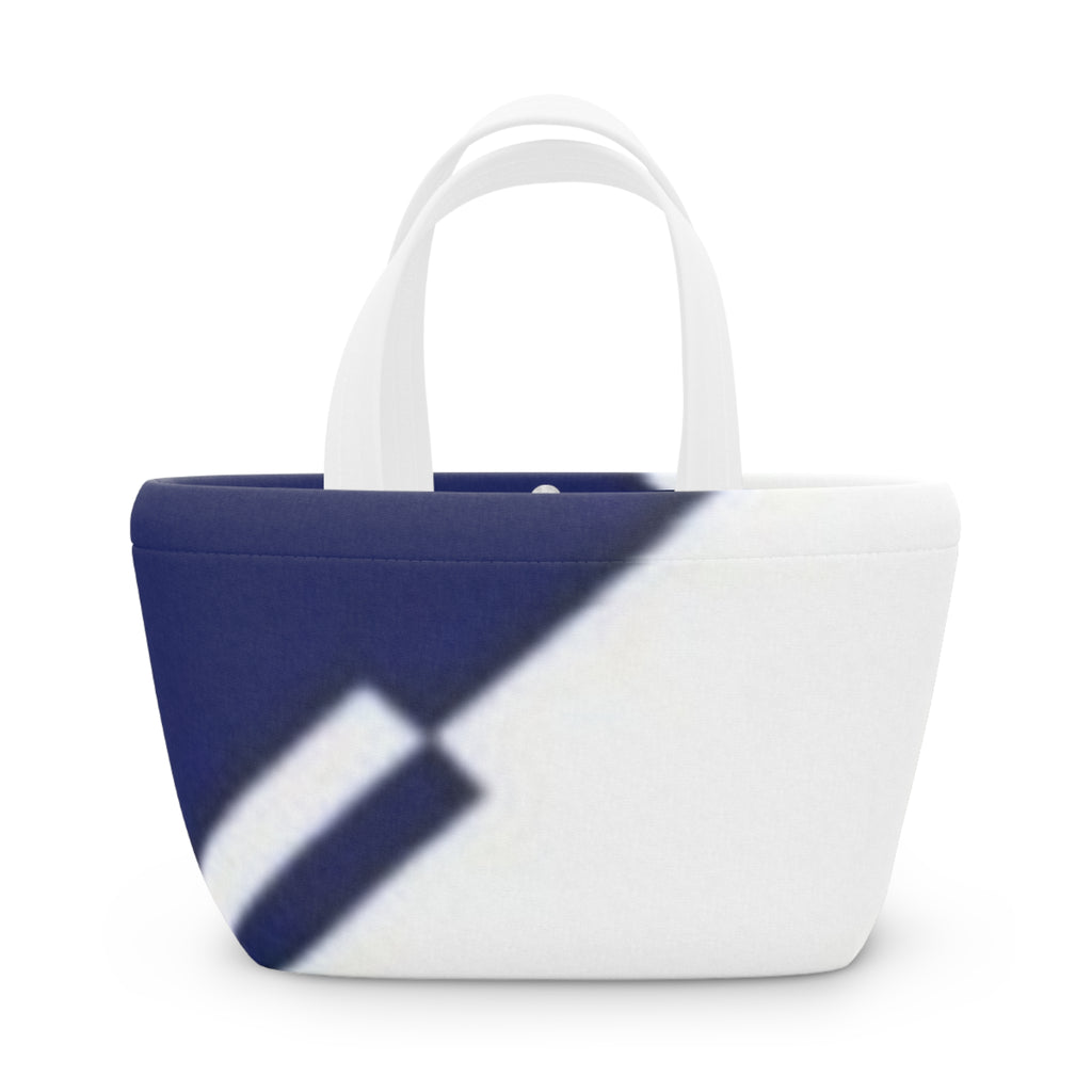 Navy Diagonal Stripe Insulated Lunch Bag