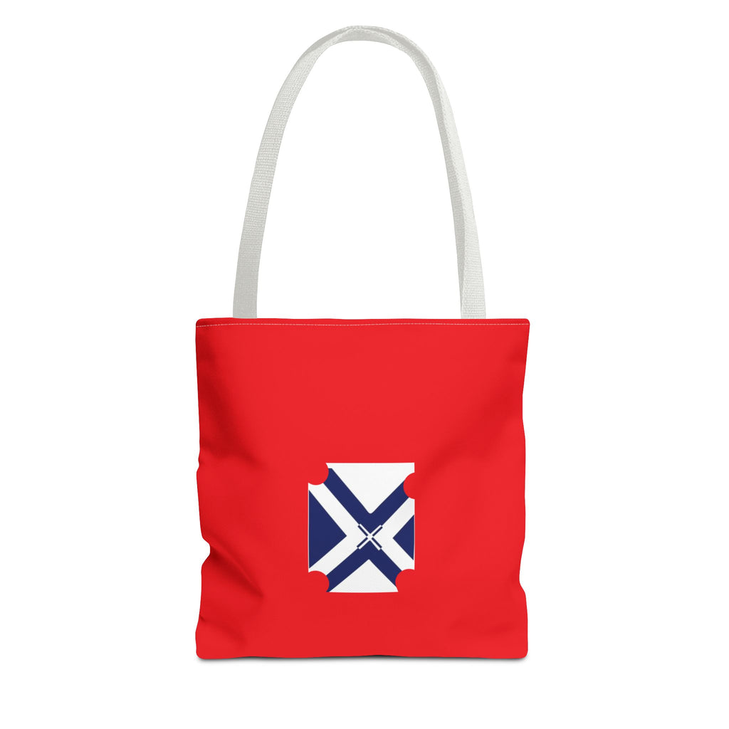 Red State Outline Tote Bag with Navy Saltire Design