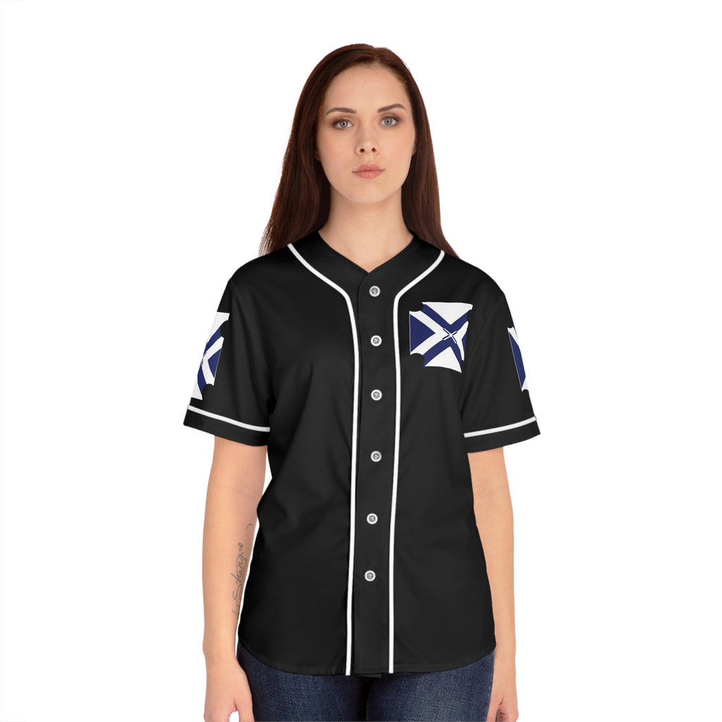 Women's Black Baseball Jersey with Nautical Cross Patch