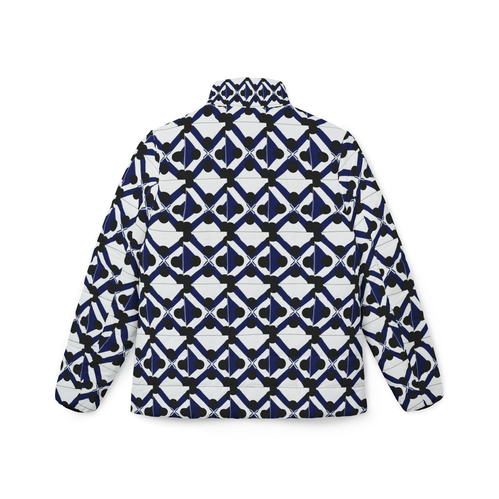 XT9 Puffer Jacket — Navy Geo Tile All-Over Print