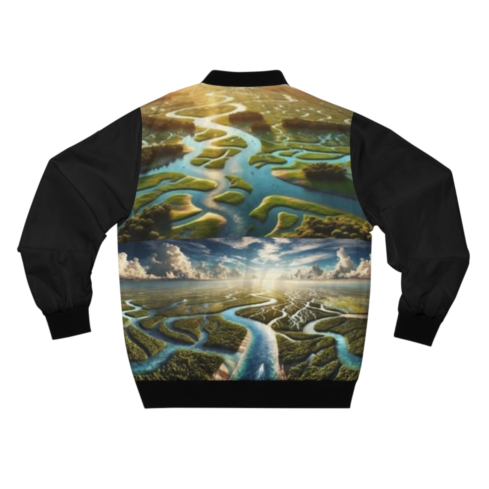 Scenic XT River Delta Bomber Jacket — All-Over-Print Landscape Flight Jacket