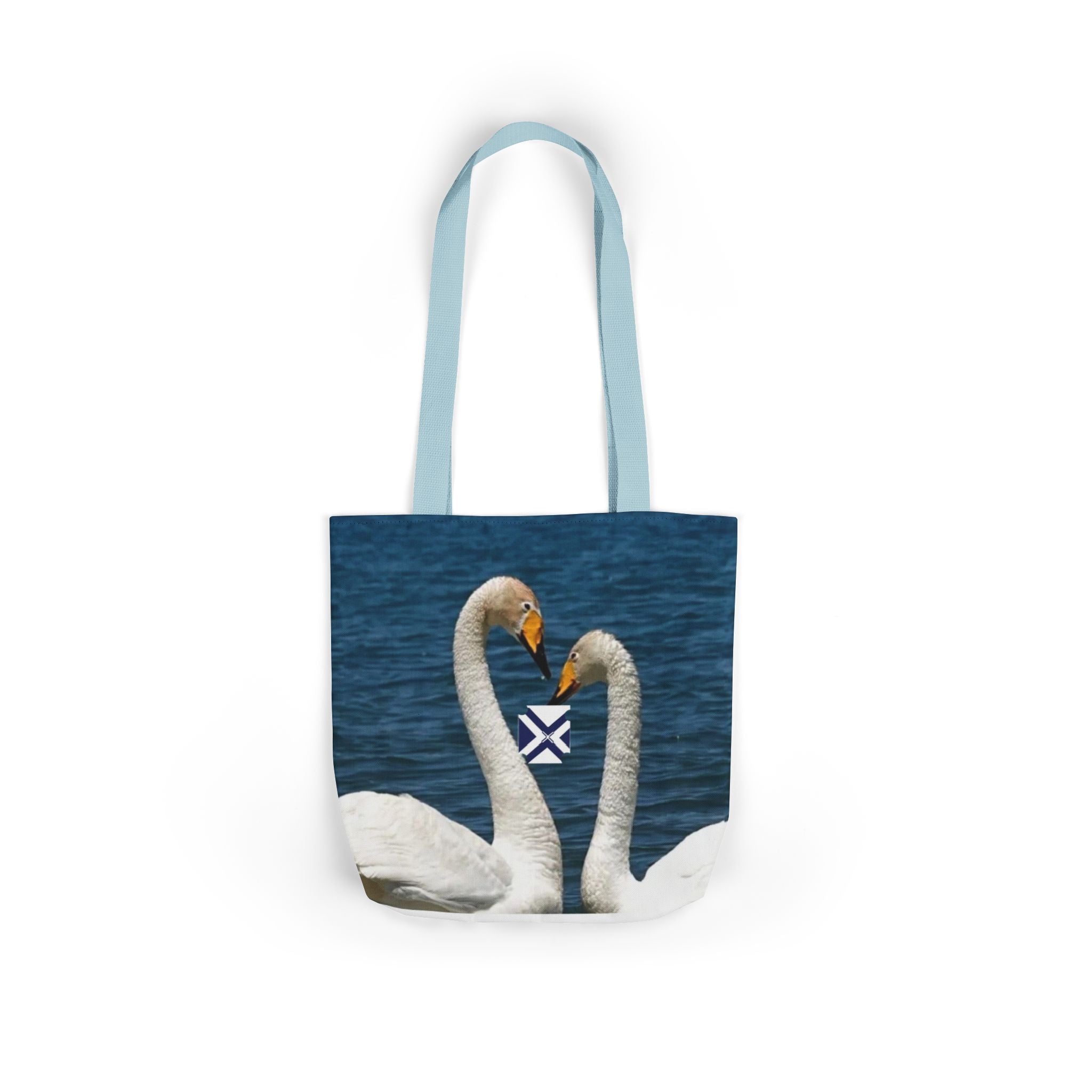 Swan Heart Canvas Tote Bag – Romantic Lake Photo Print