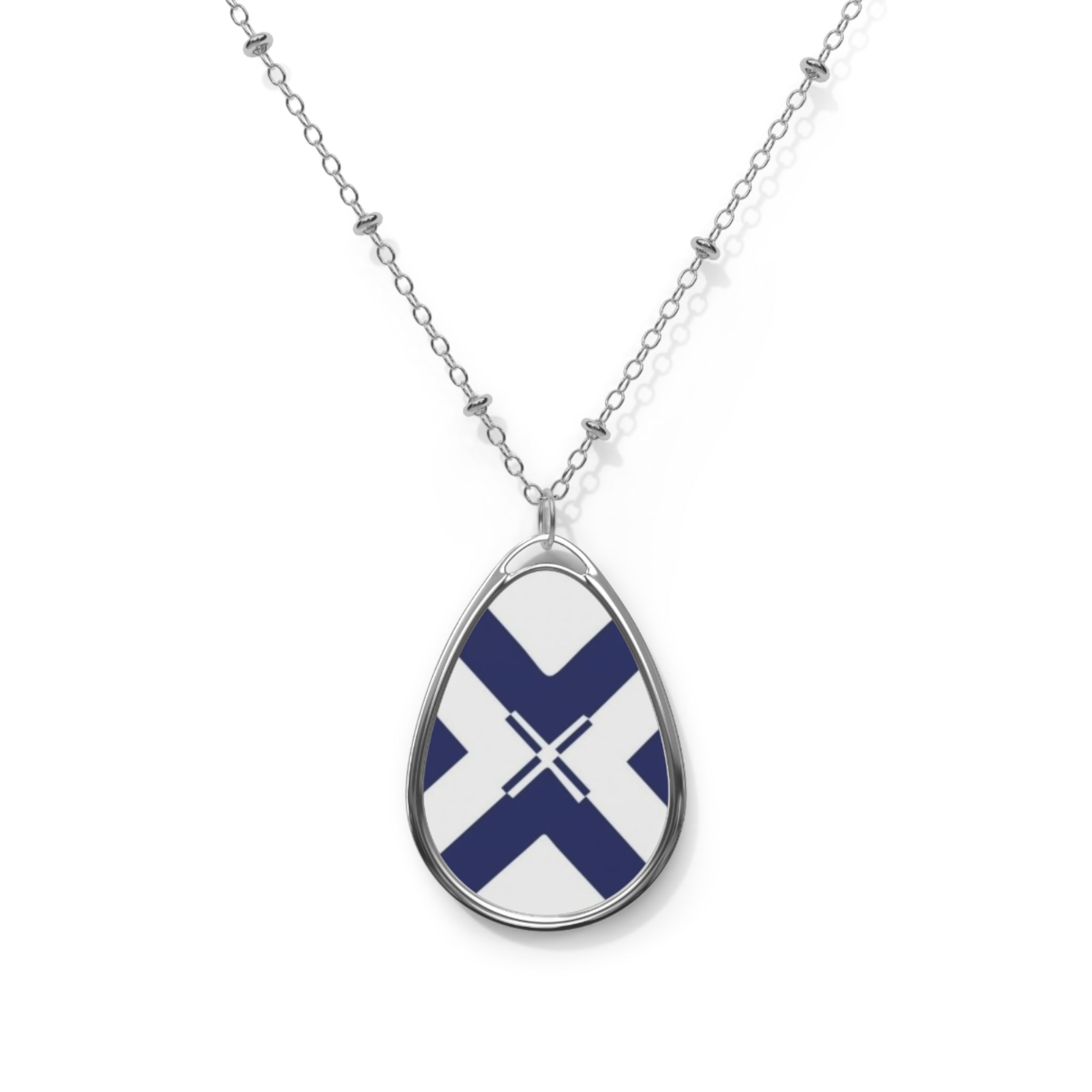 Elegant Oval Necklace with Scottish Flag Design, Personalized Jewelry Gift for Her, Statement Piece, Anniversary Keepsake, Everyday Wear
