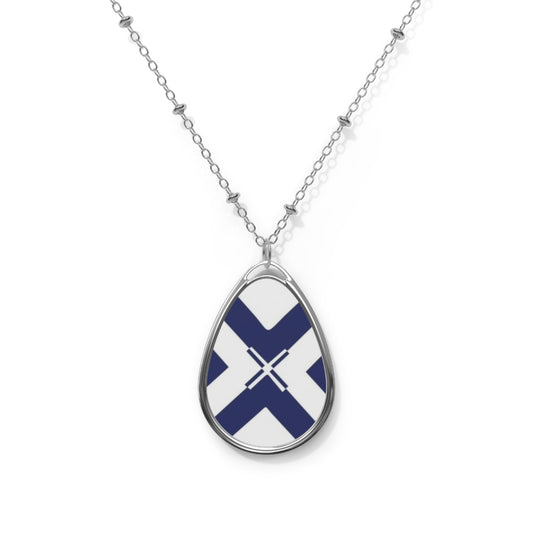 Elegant Oval Necklace with Scottish Flag Design, Personalized Jewelry Gift for Her, Statement Piece, Anniversary Keepsake, Everyday Wear