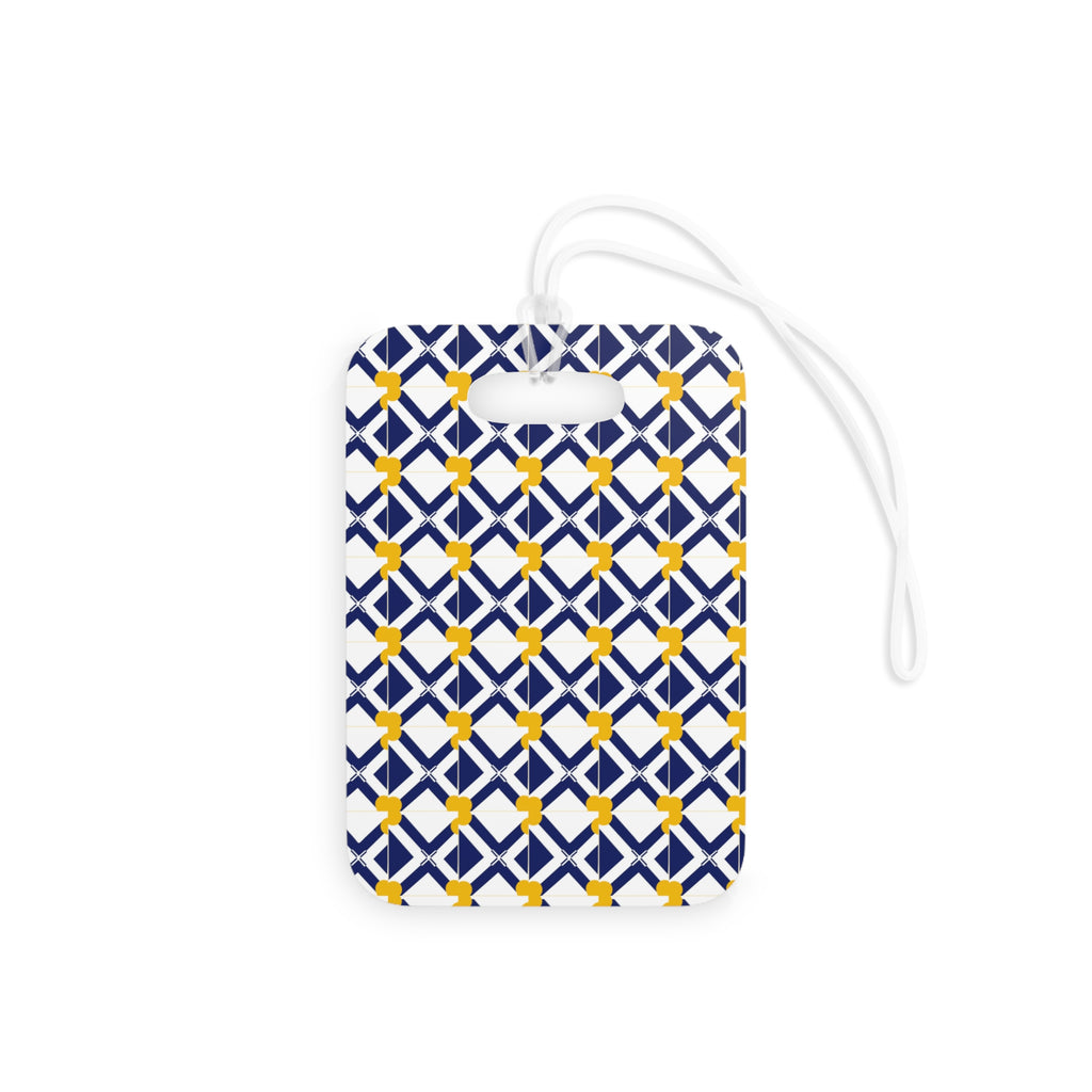 Geometric Navy & Gold Luggage Tag — Modern Travel ID