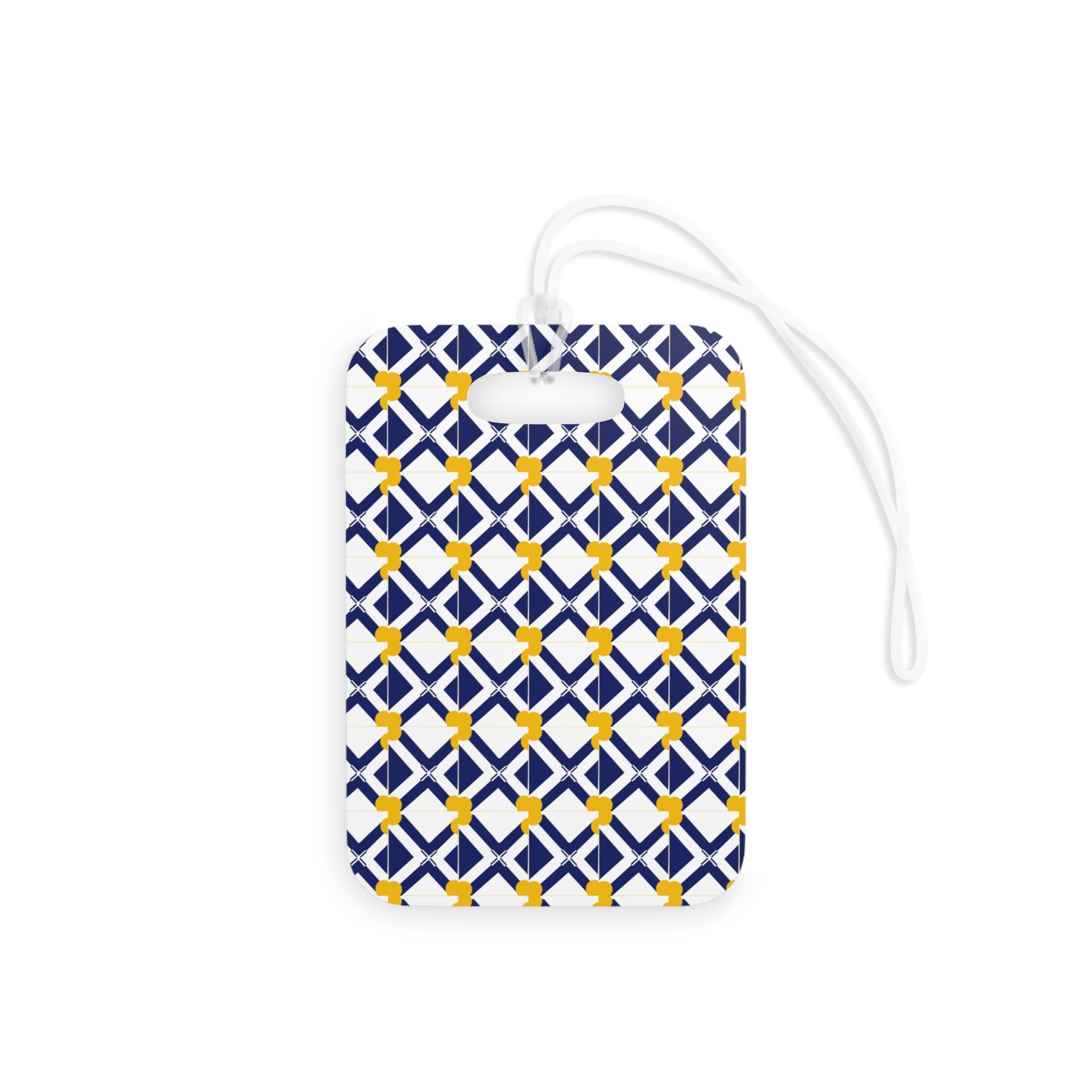 Geometric Navy & Gold Luggage Tag — Modern Travel ID