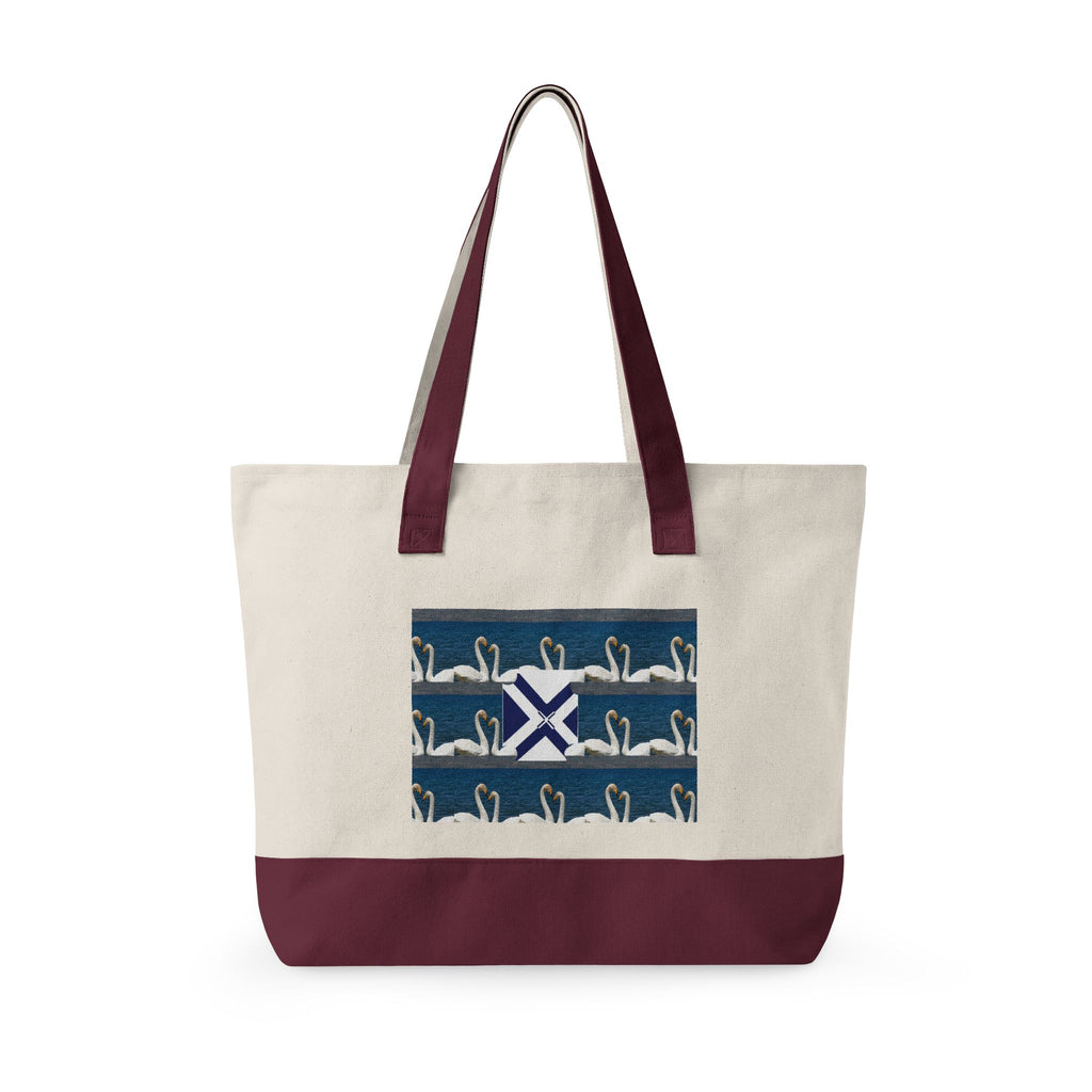 Canvas Tote — Scottish Saltire & Swan Pattern Zippered Tote