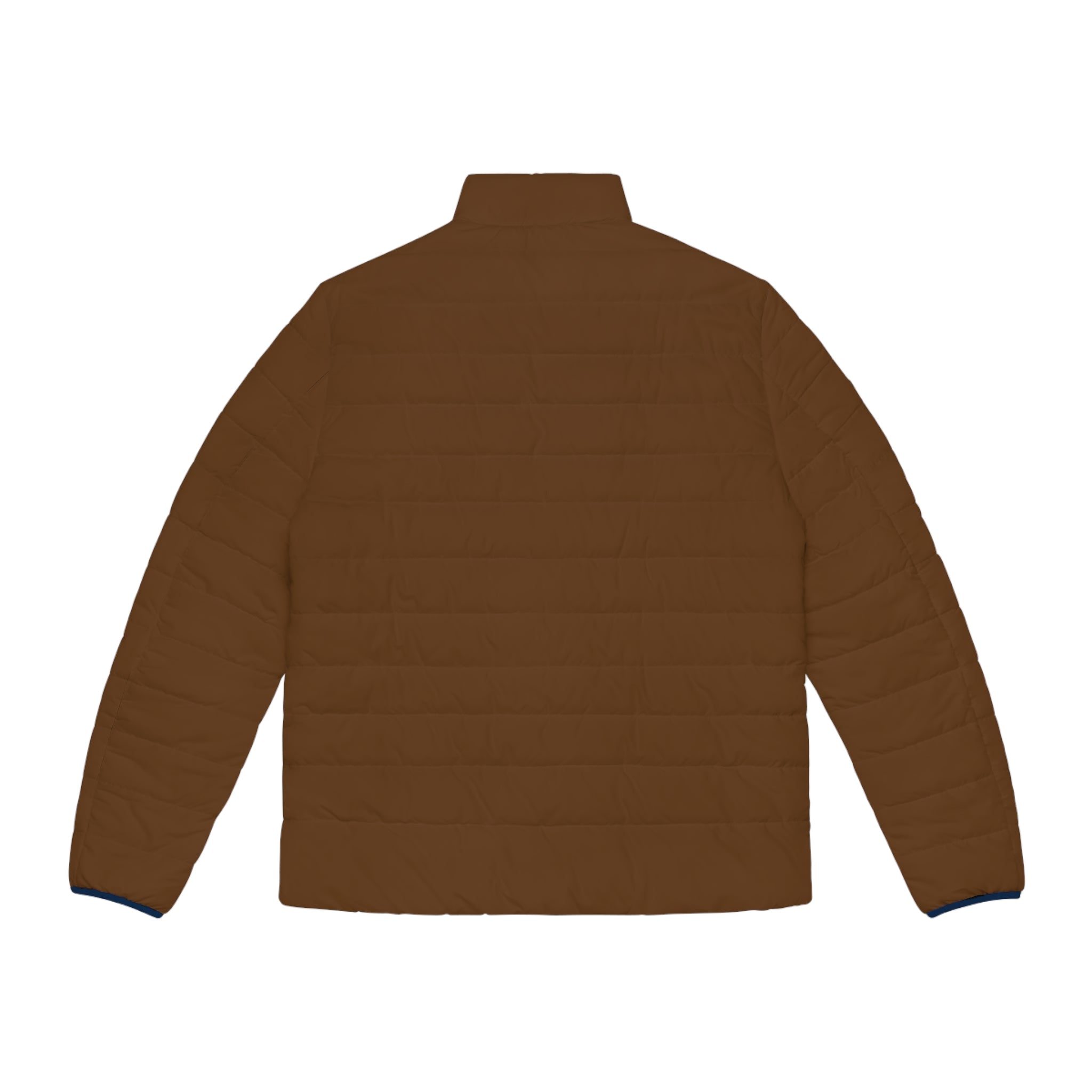 XT7 Brown Puffer Jacket with Geometric Patch — Men's Lightweight Quilted Coat