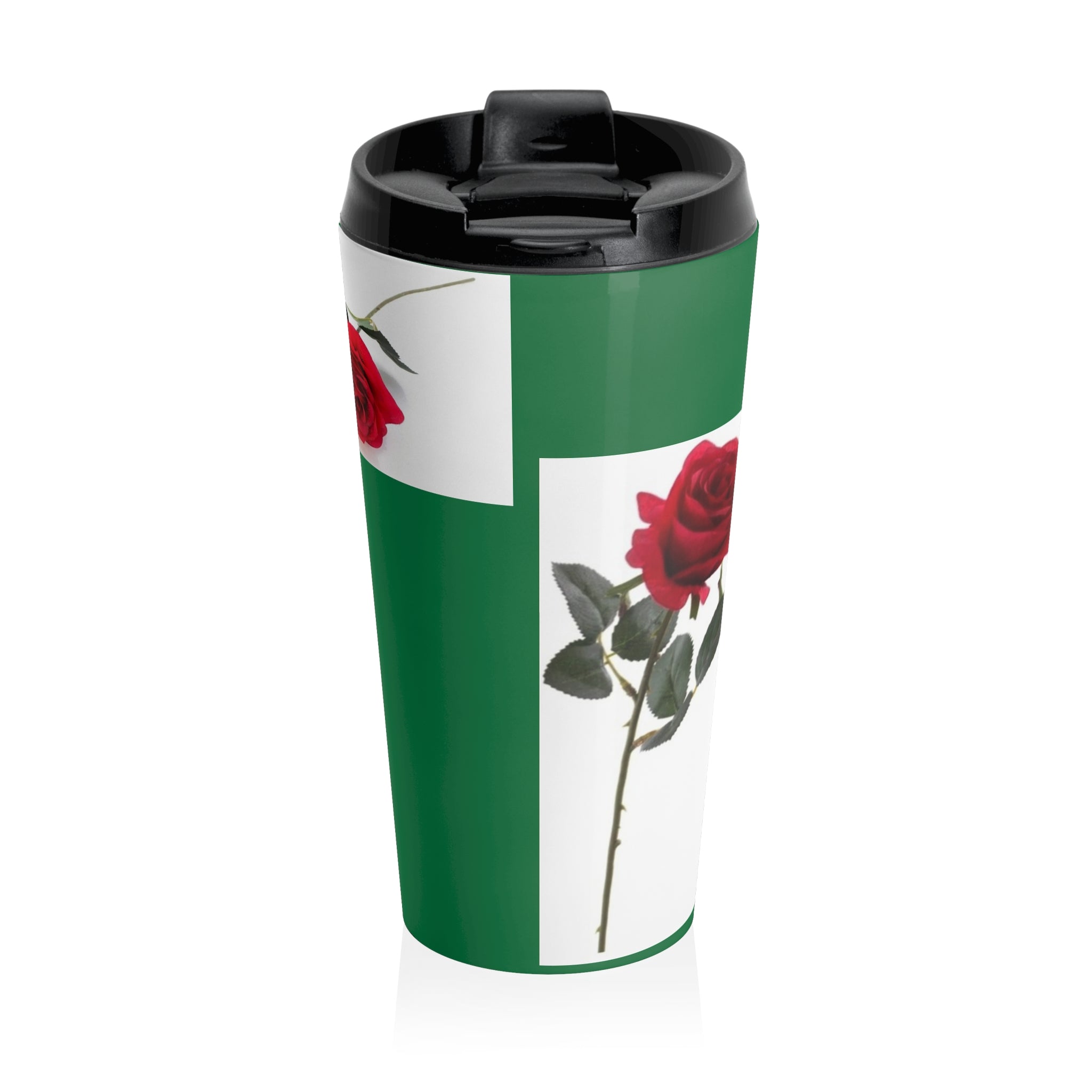 XT Rose Stainless Steel Travel Mug — Floral Monogram Insulated Tumbler