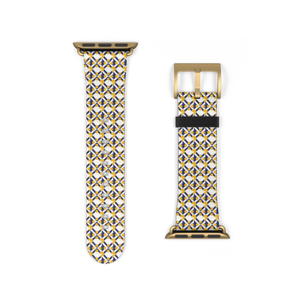 XT9 Gold Tile Watch Band — Modern Patterned Replacement Strap