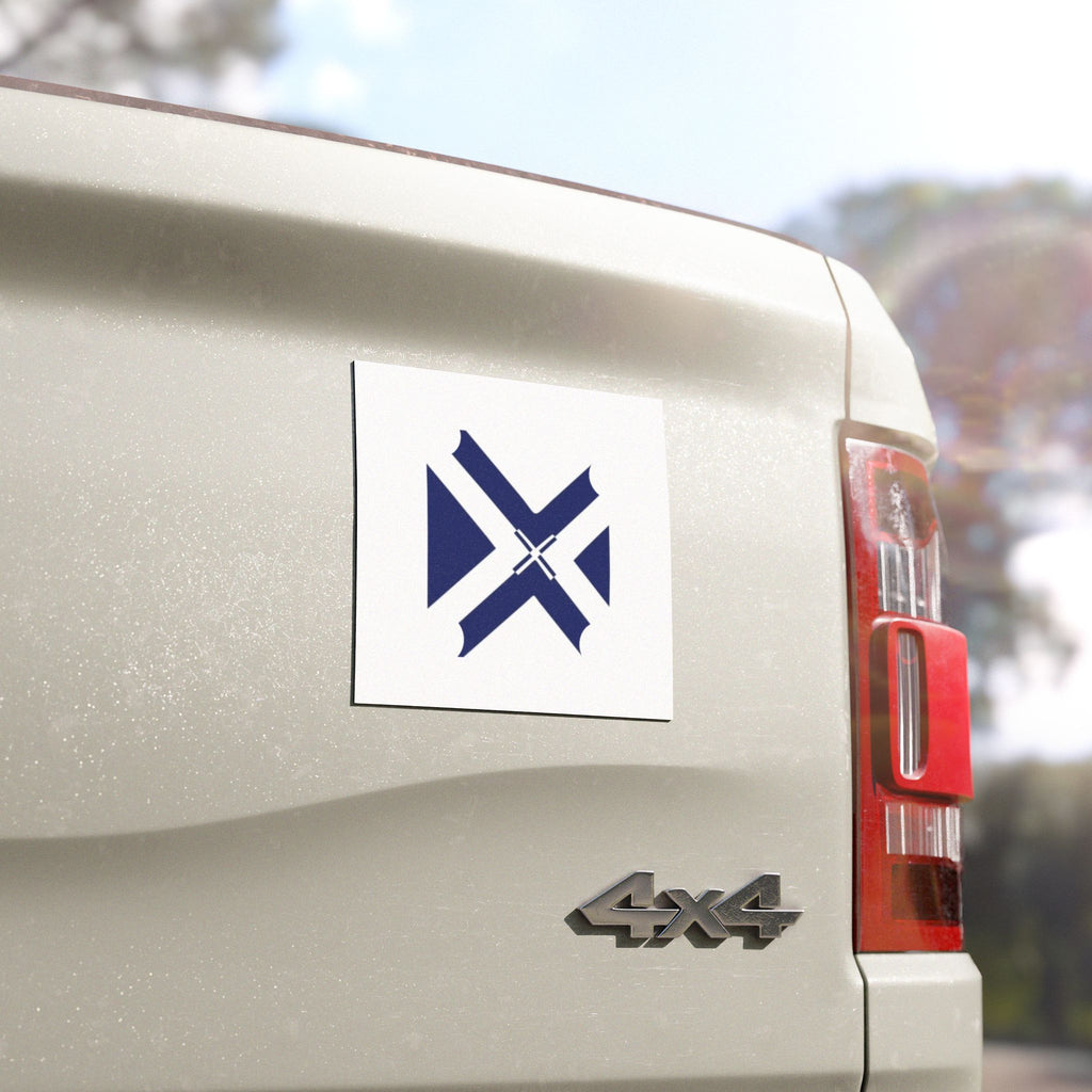 Navy Geometric Cross Car Magnet — Minimalist Modern Auto Decal