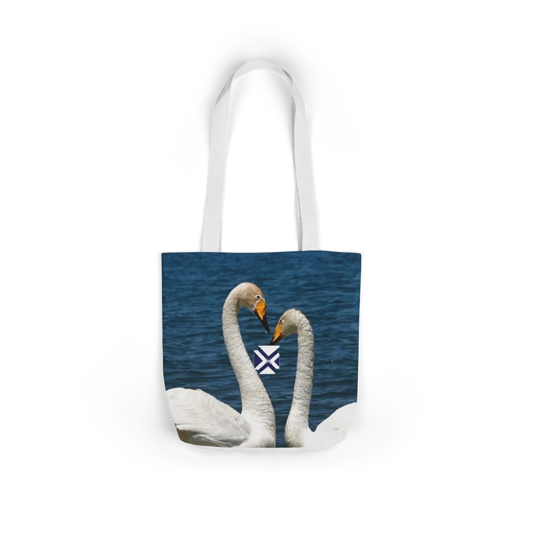 Swan Heart Canvas Tote Bag – Romantic Lake Photo Print