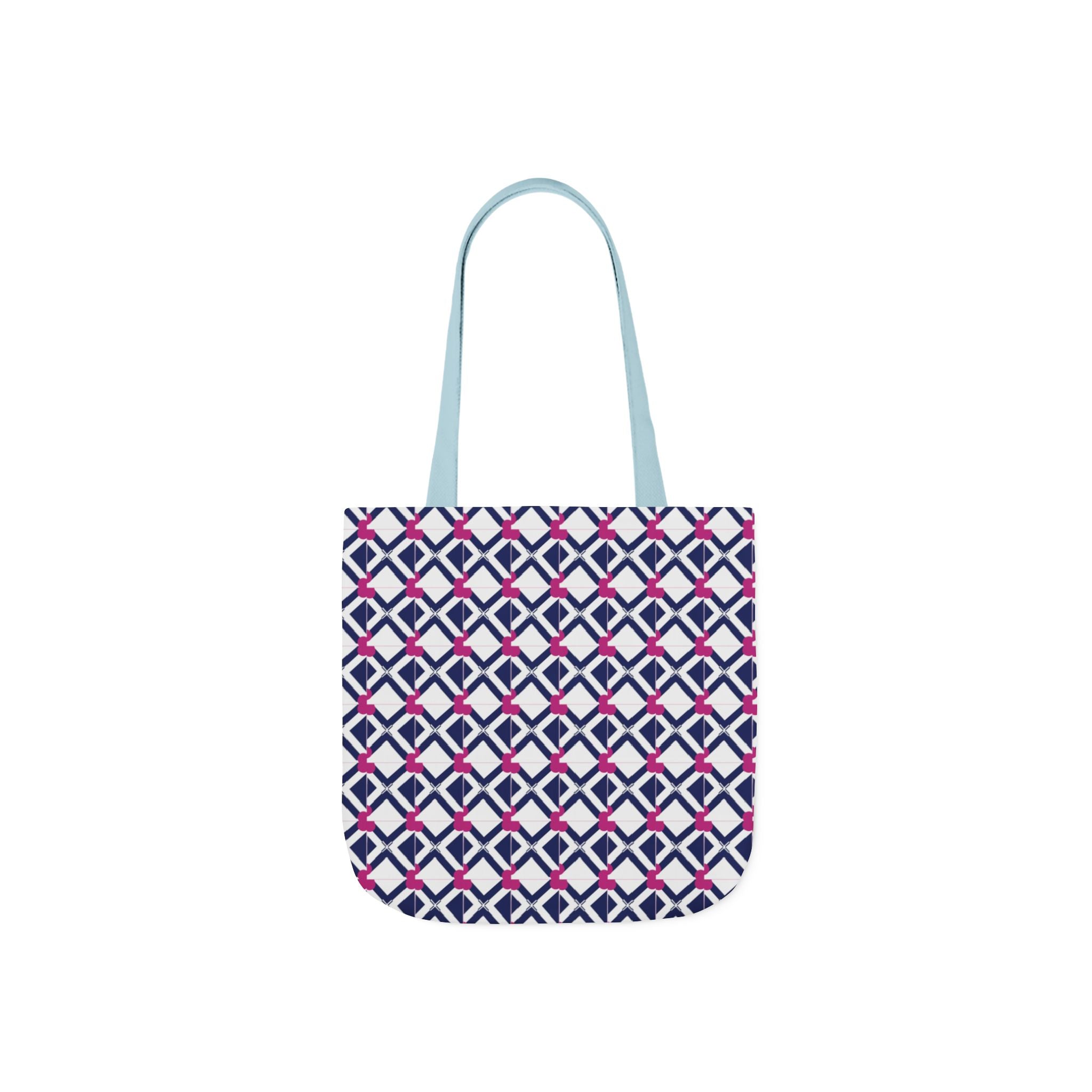Geometric Navy & Pink Canvas Tote Bag
