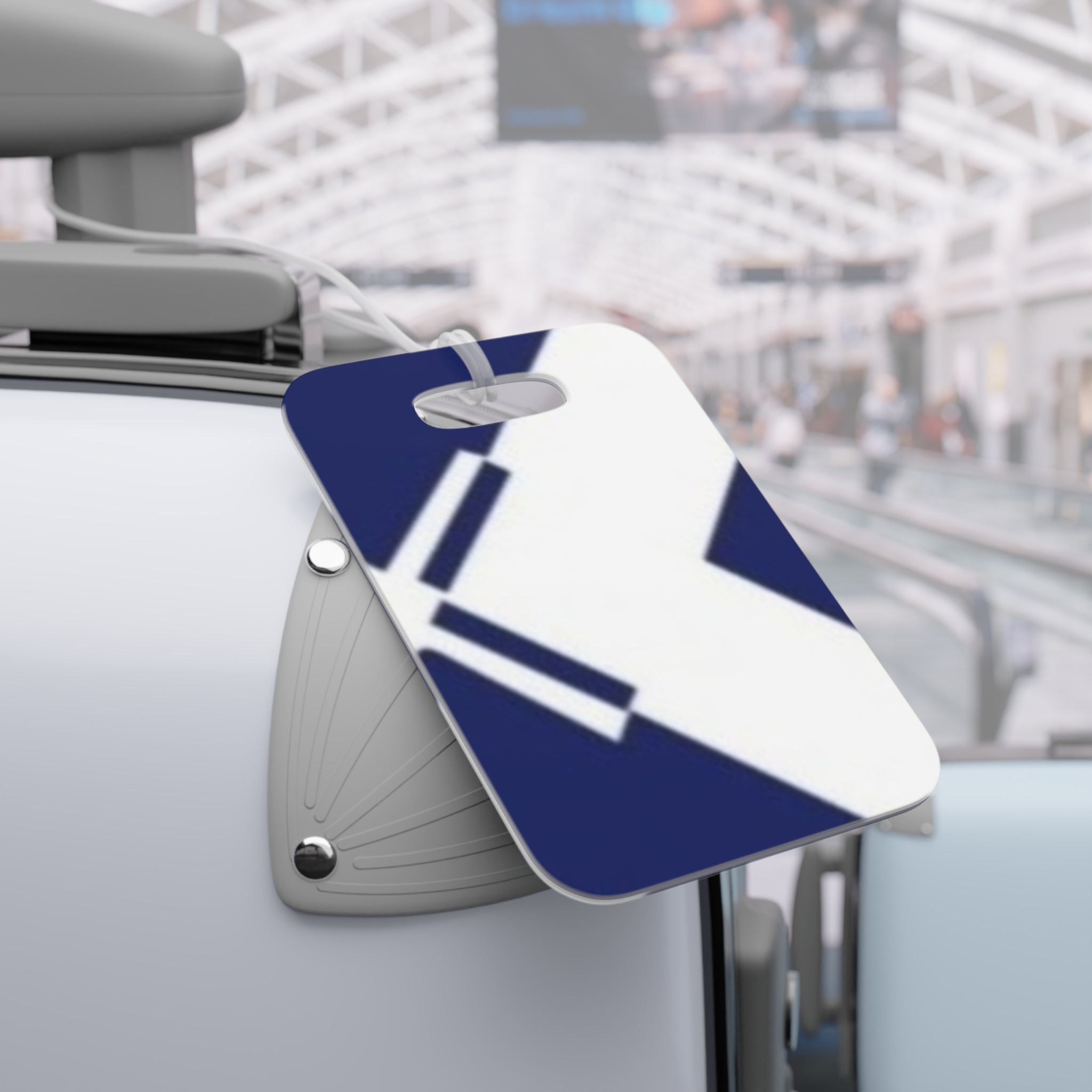 Navy Arrow Pattern Luggage Tag — Modern Geometric Travel ID