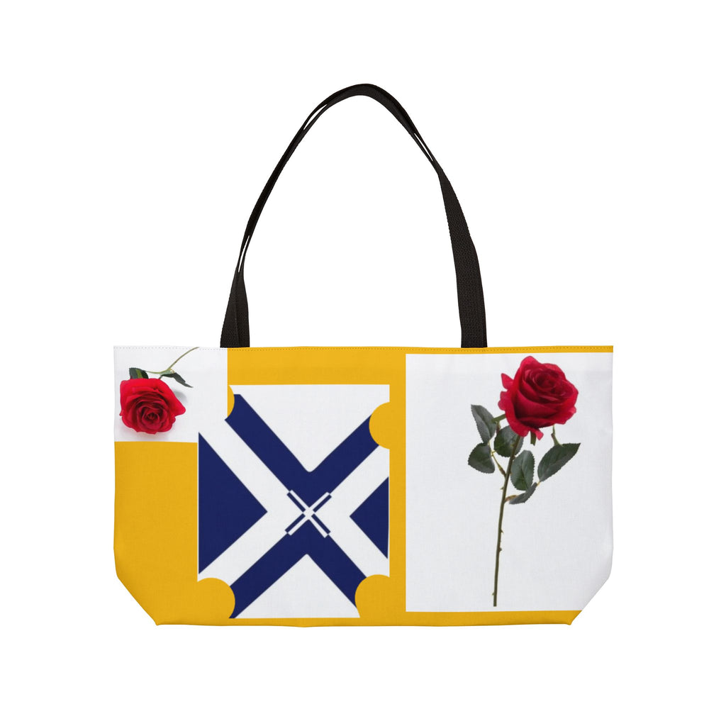 Rose & Heraldry Weekender Tote Bag — Gold Flag Floral Travel Bag