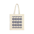 Geometric Navy Pattern Tote Bag — Canvas Grocery & Market Tote