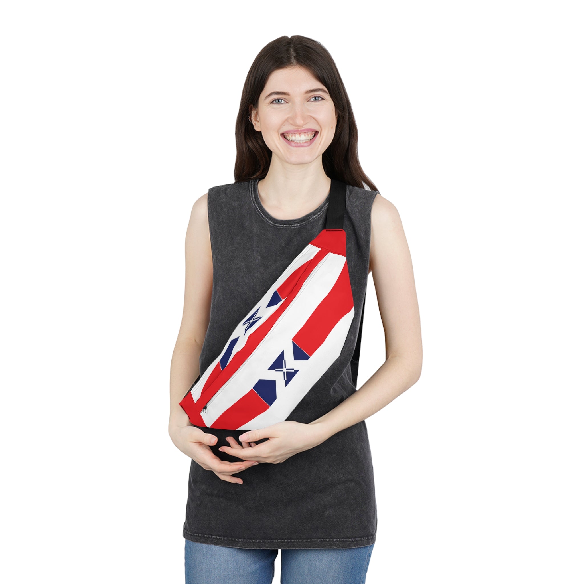 Fanny Pack — Red Striped Nautical Cross Waist Bag